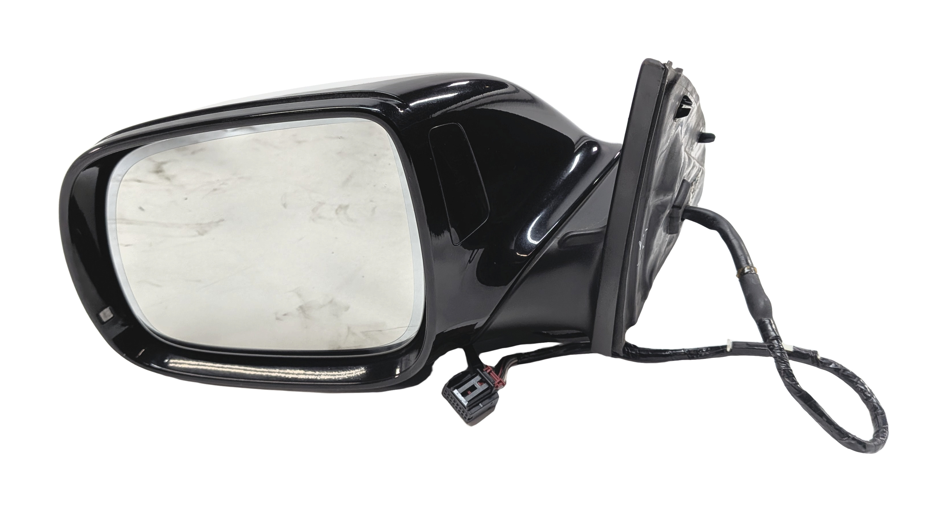 2013-2015 AUDI Q7 (4L) LEFT DRIVER P-FOLD BLIND SPOT DOOR MIRROR (Black) — exact item pictured