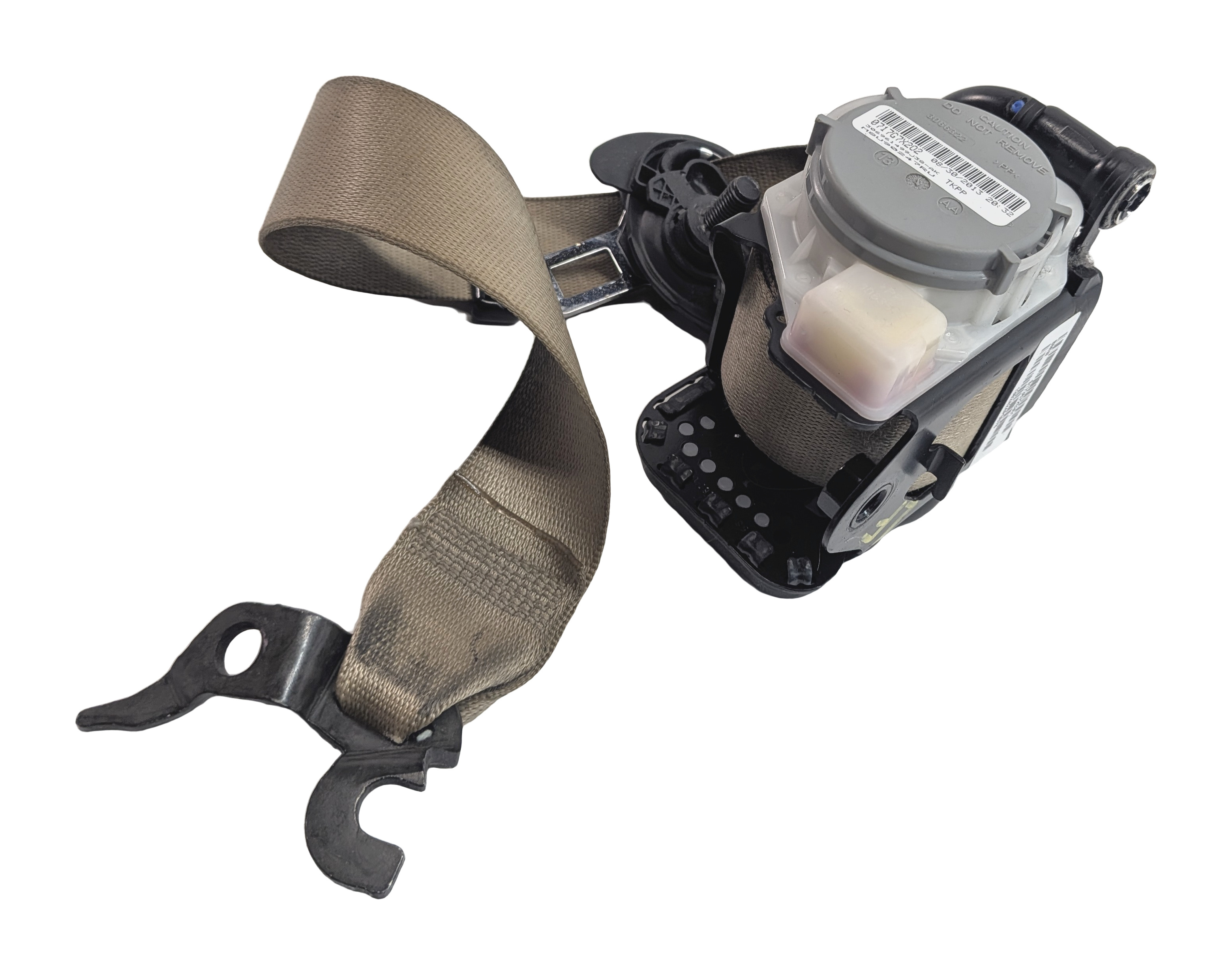 11-18 BMW X3 X4 (F25 F26) FRONT LEFT DRIVER SEATBELT BUCKLE RETRACTOR (BEIGE) — exact item pictured