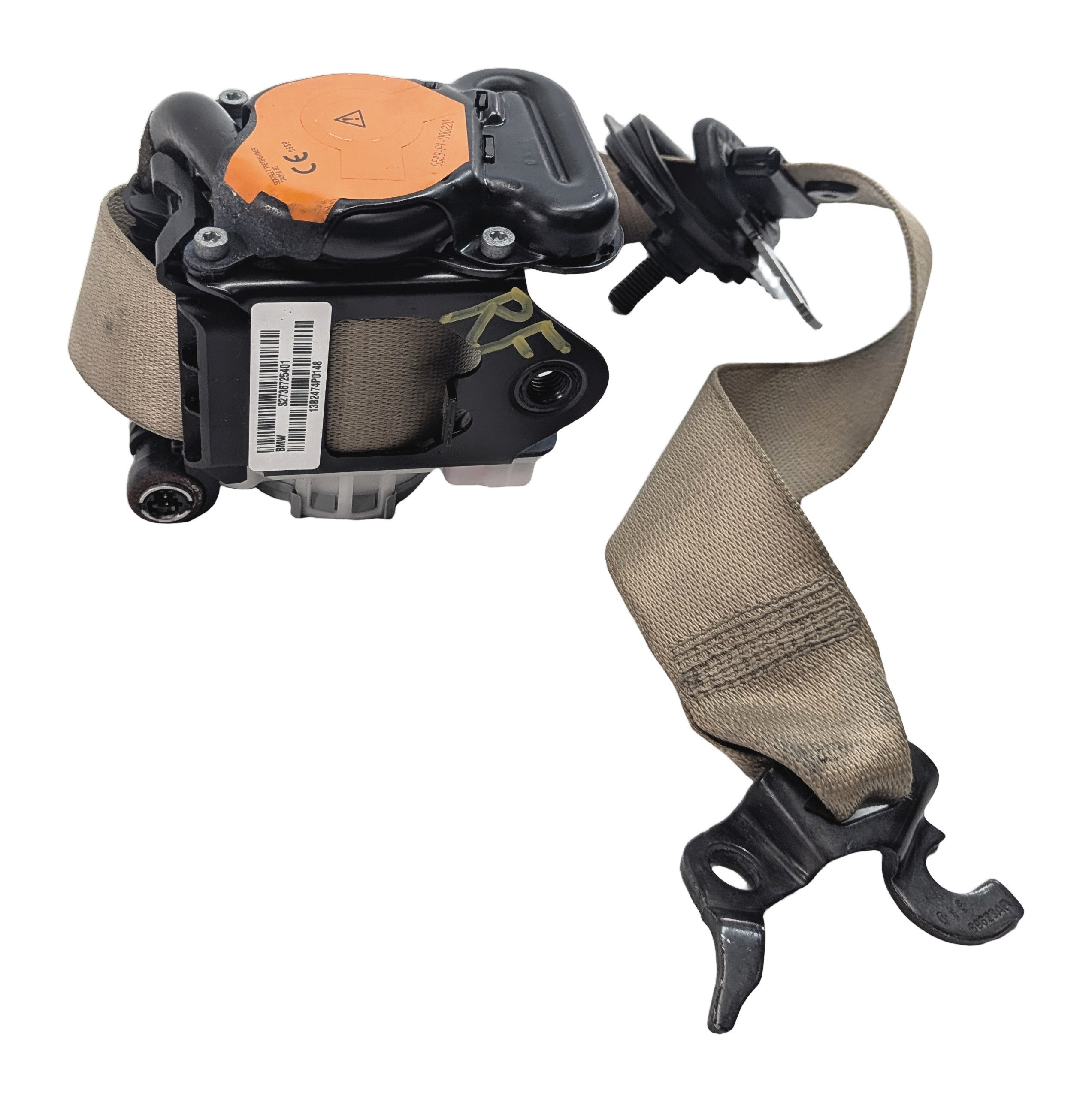 2011-2018 BMW X3 X4 (F25 F26) FRONT RIGHT PASSENGER SEATBELT RETRACTOR (BEIGE) — exact item pictured