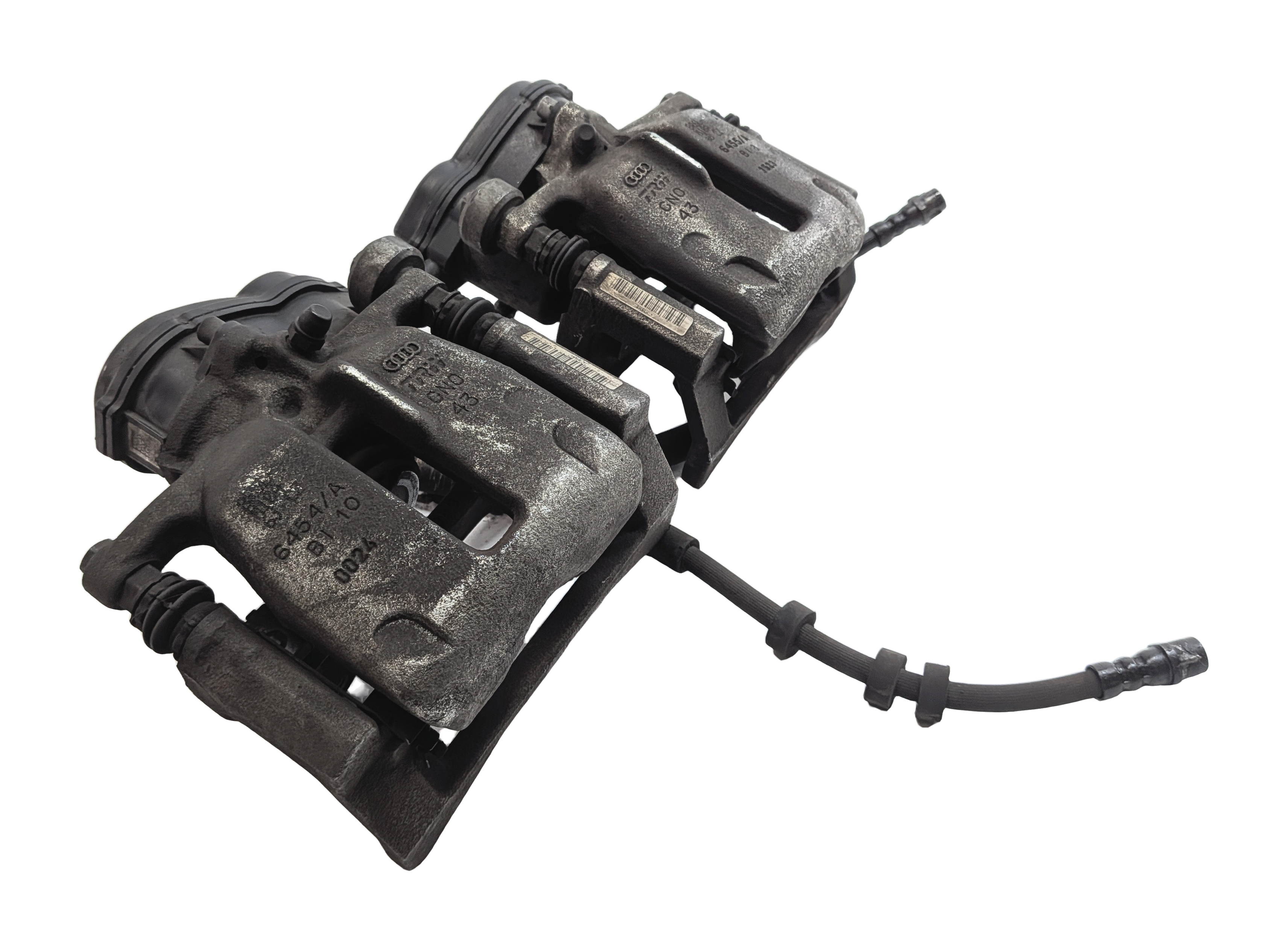 13-17 AUDI Q5 (B8 8R) REAR LEFT RIGHT BRAKE CALIPER ACTUATOR SET (12.99" ROTOR) — exact item pictured