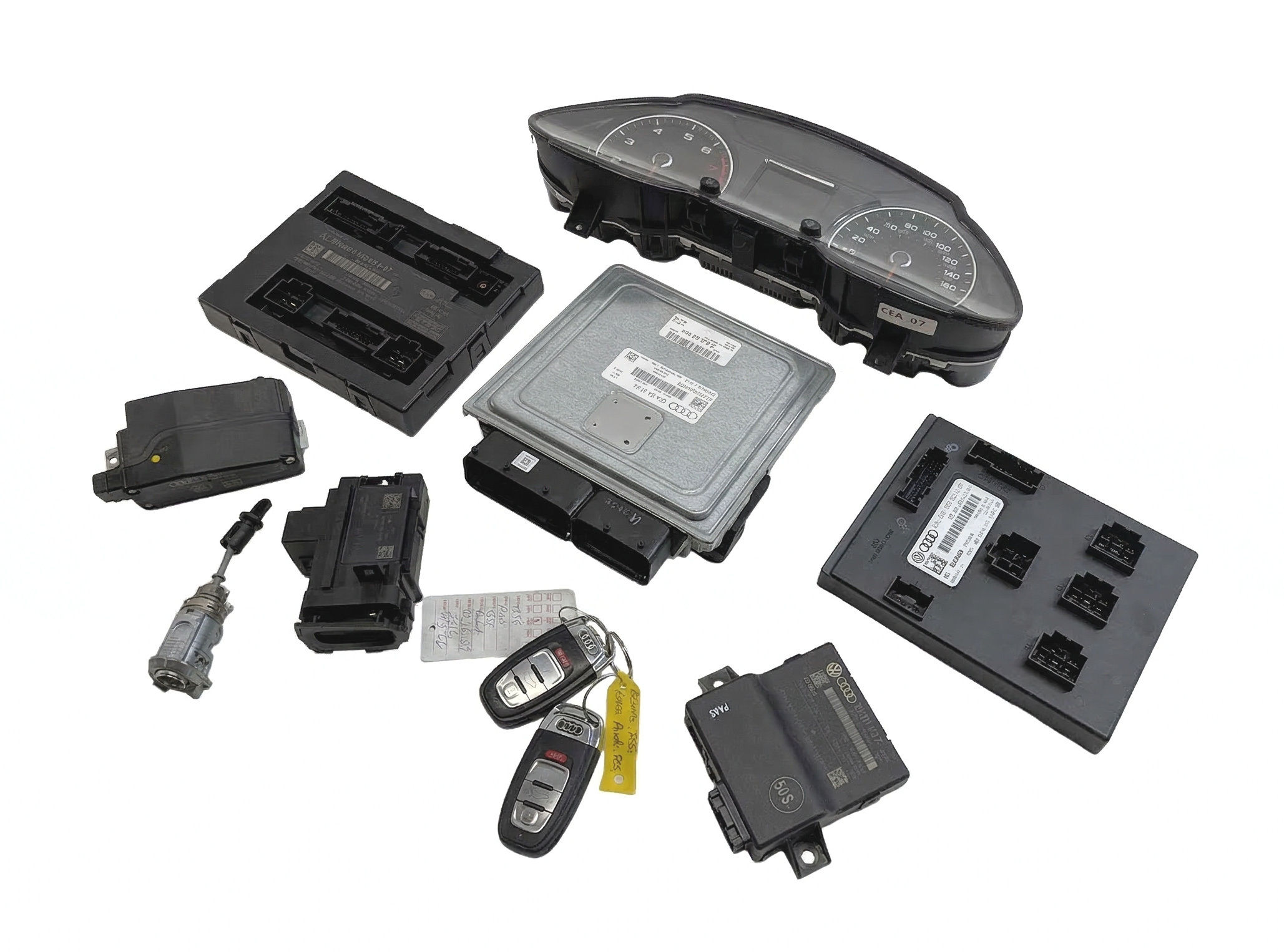 13-15 AUDI Q5 B8 8R 3.0L CTUC SUPER ENGINE ECM IMMOBILIZER BODY MODULE KEY SET/8 — exact item pictured