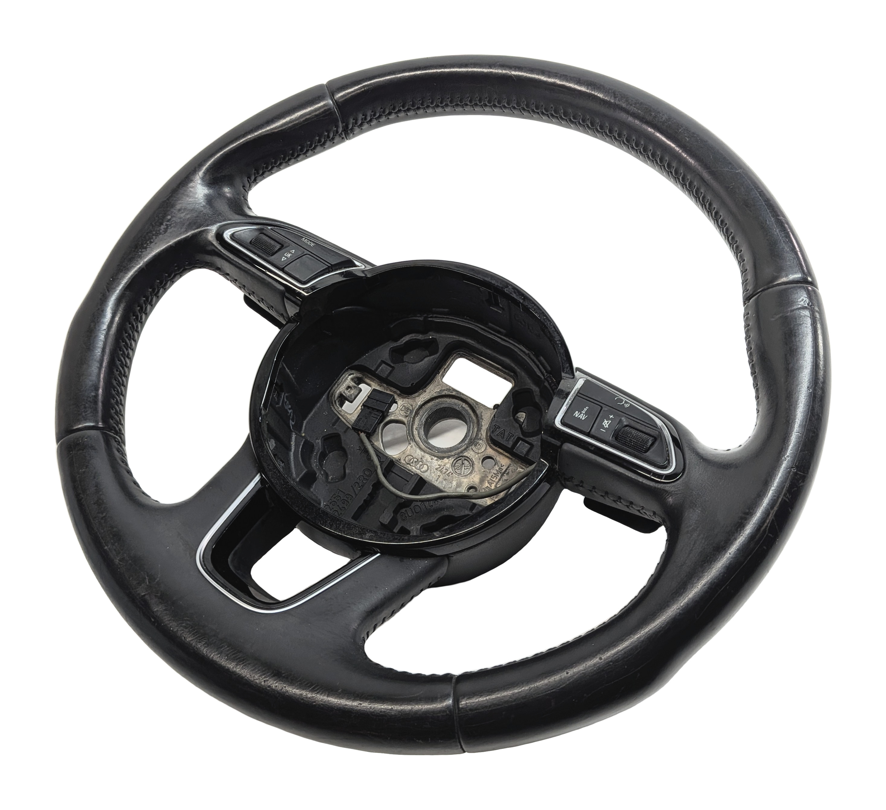 13-17 AUDI Q5 Q7 SQ5 B8 8R 4M 3 SPOKE STEERING WHEEL w/ SWITCH BUTTONS & PADDLES — exact item pictured