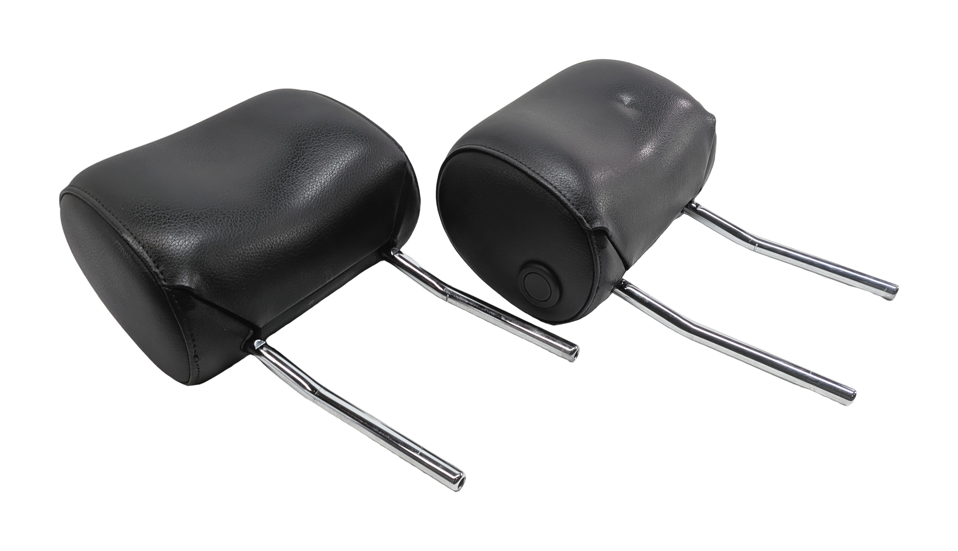 08-15 AUDI A3 A6 Q7 S6 (8P C7 4L) FRONT LEFT & RIGHT SEAT HEADREST SET-2 (Black) — exact item pictured