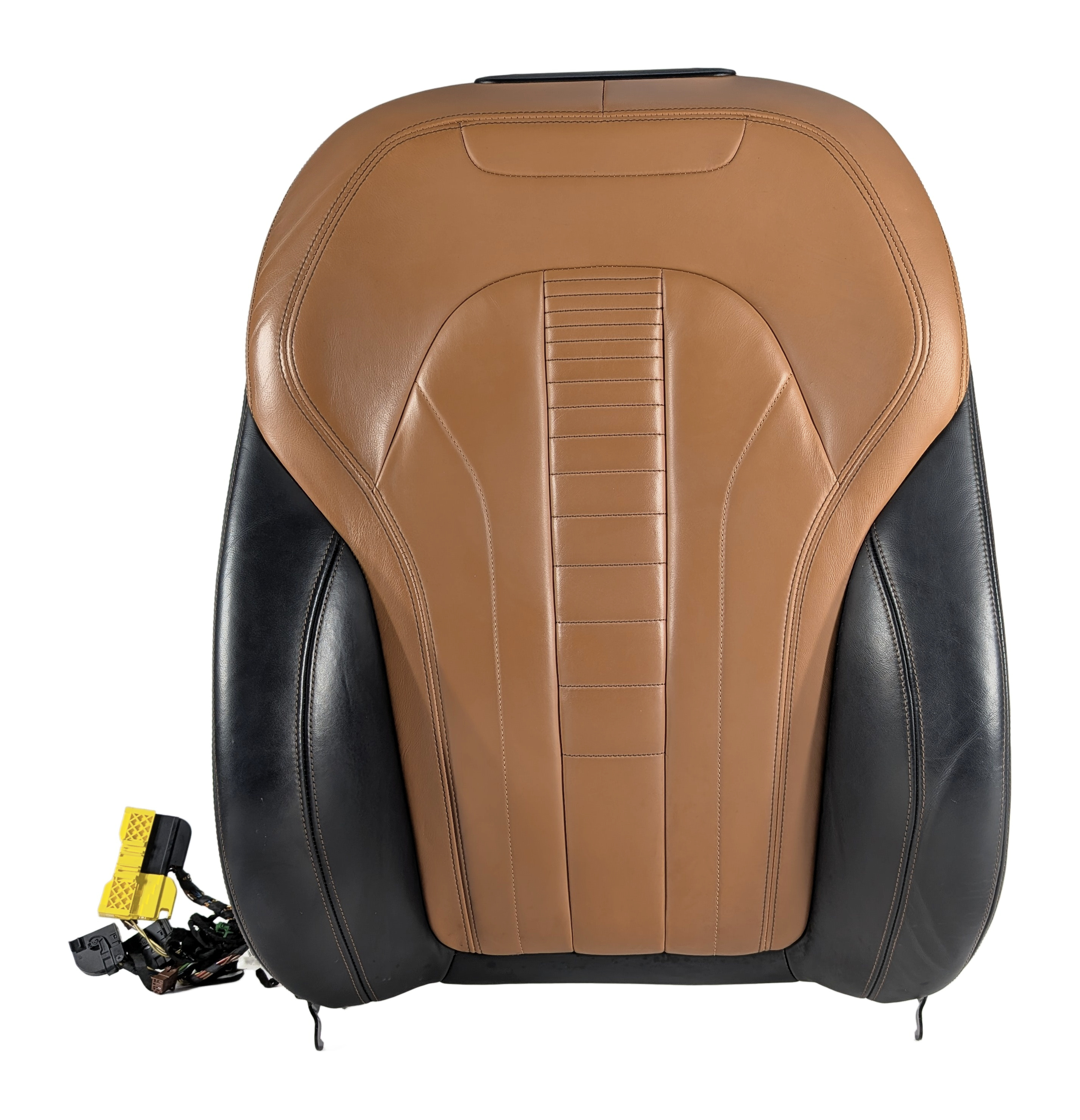 2015 BMW X6 (F16) FRONT LEFT DRIVER UPPER SEAT BACK CUSHION (Black Cognac) — exact item pictured