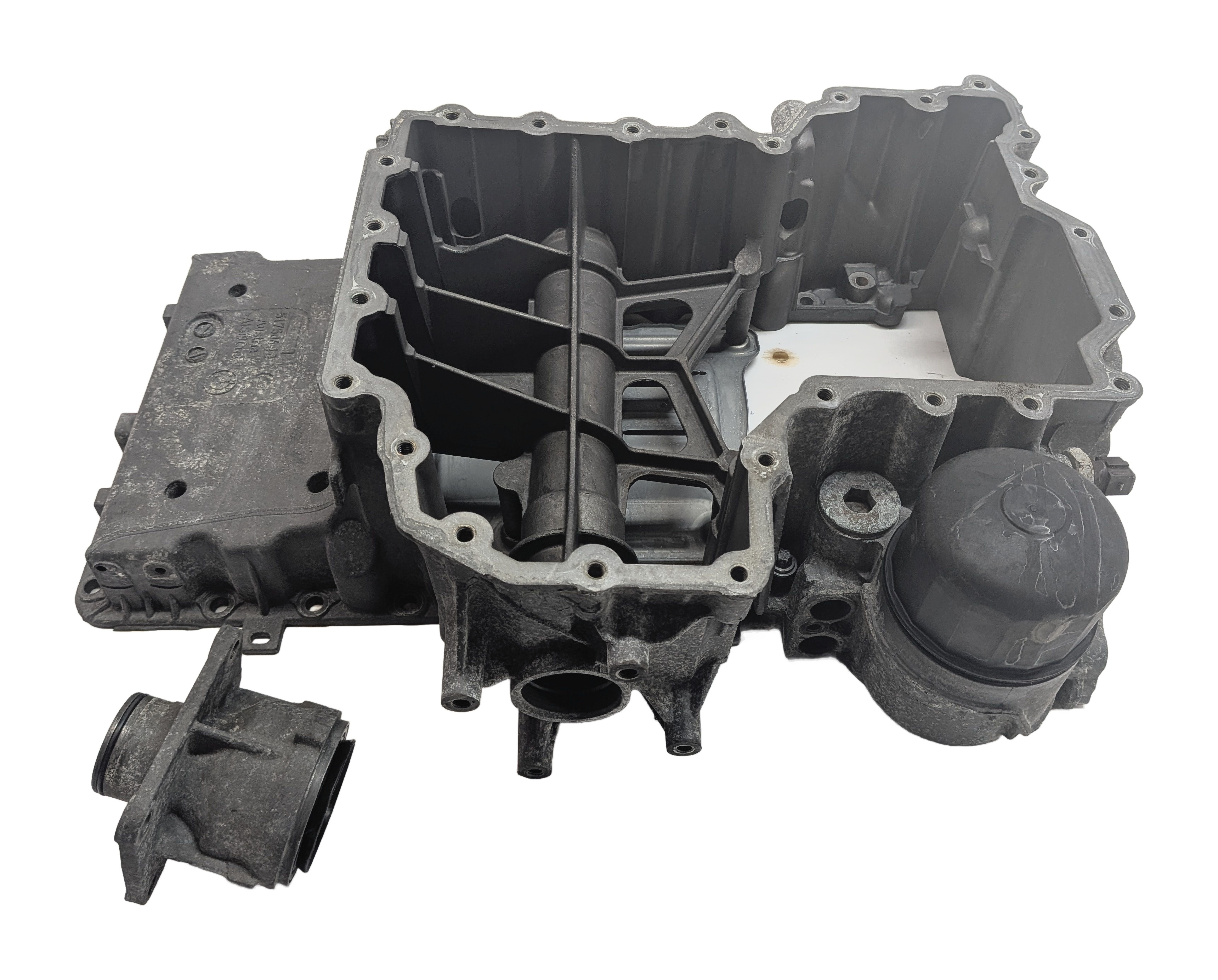 08-17 BMW X5 X5M X6 X6M (E70 E71 E72) 4.4L N63 V8 ENGINE UPPER OIL PAN CRADLE — exact item pictured