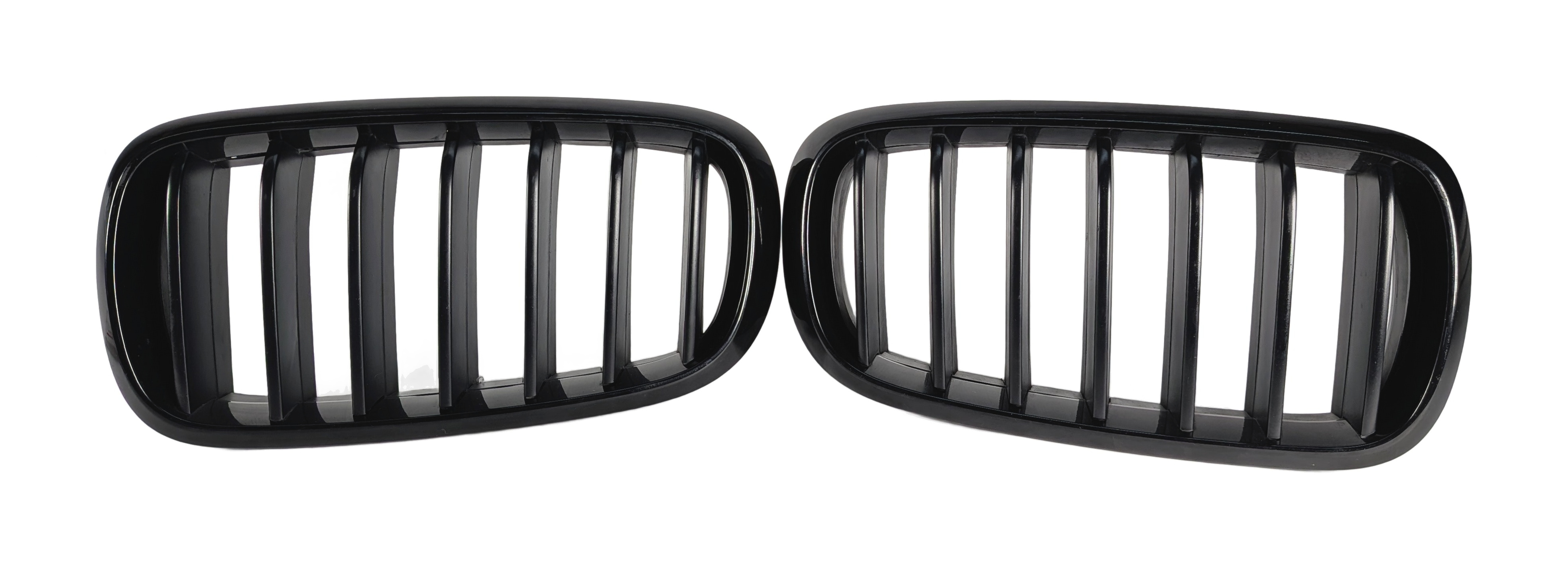 2015-2019 BMW X6 FRONT LEFT & RIGHT KIDNEY GRILLE SET/2 GLOSS BLACK — exact item pictured