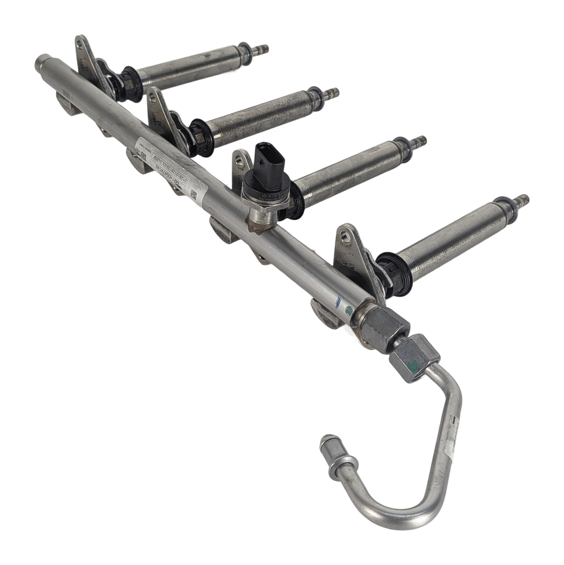 2015 MERCEDES GLA250 (X156) 2.0L (270.920) ENGINE FUEL INJECTOR w/ RAIL SET/4 — exact item pictured