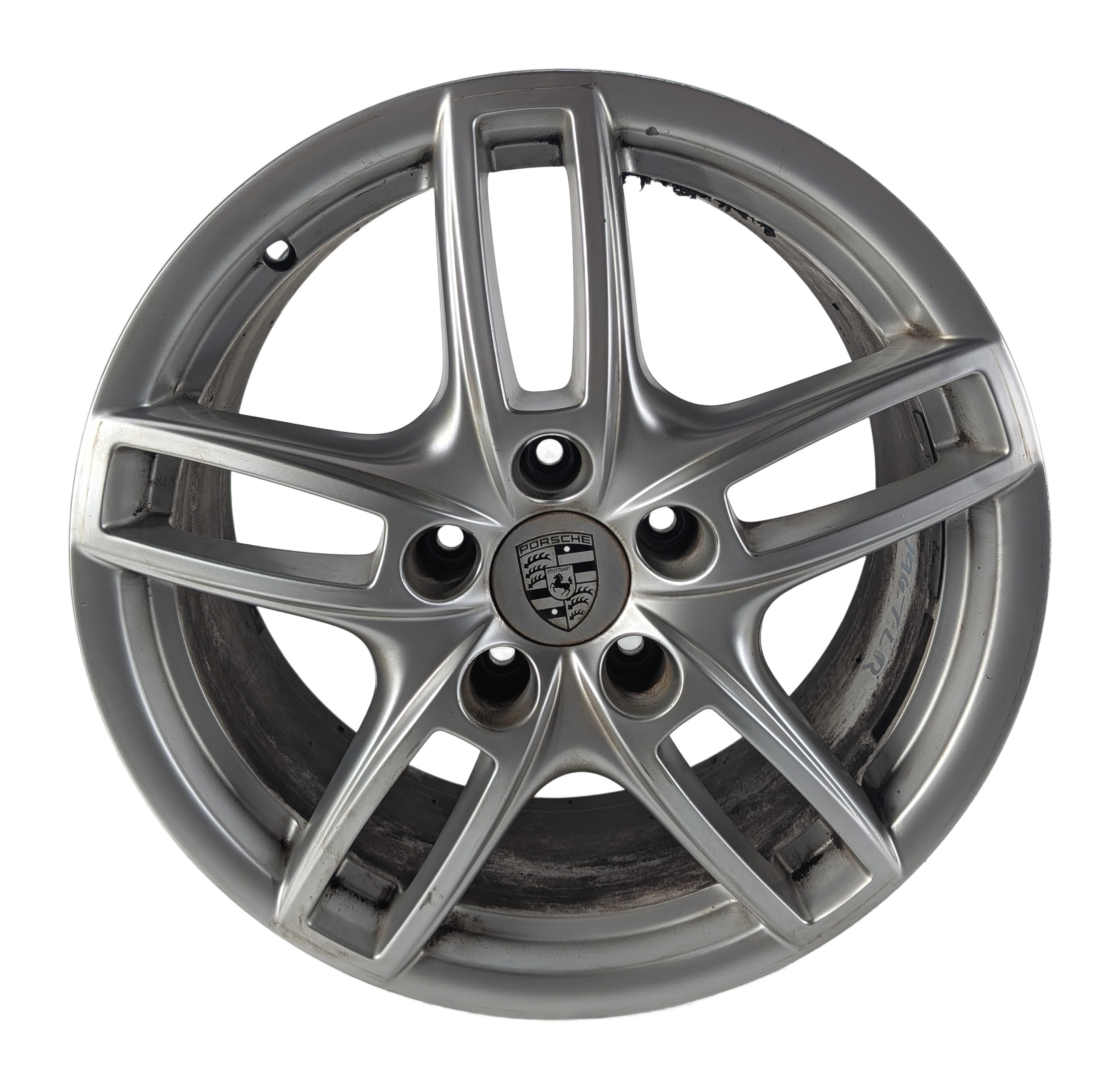 11-18 PORSCHE CAYENNE TURBO (958) 19x8.5 ALUMINUM 5-DOUBLE SPOKE WHEEL RIM — exact item pictured