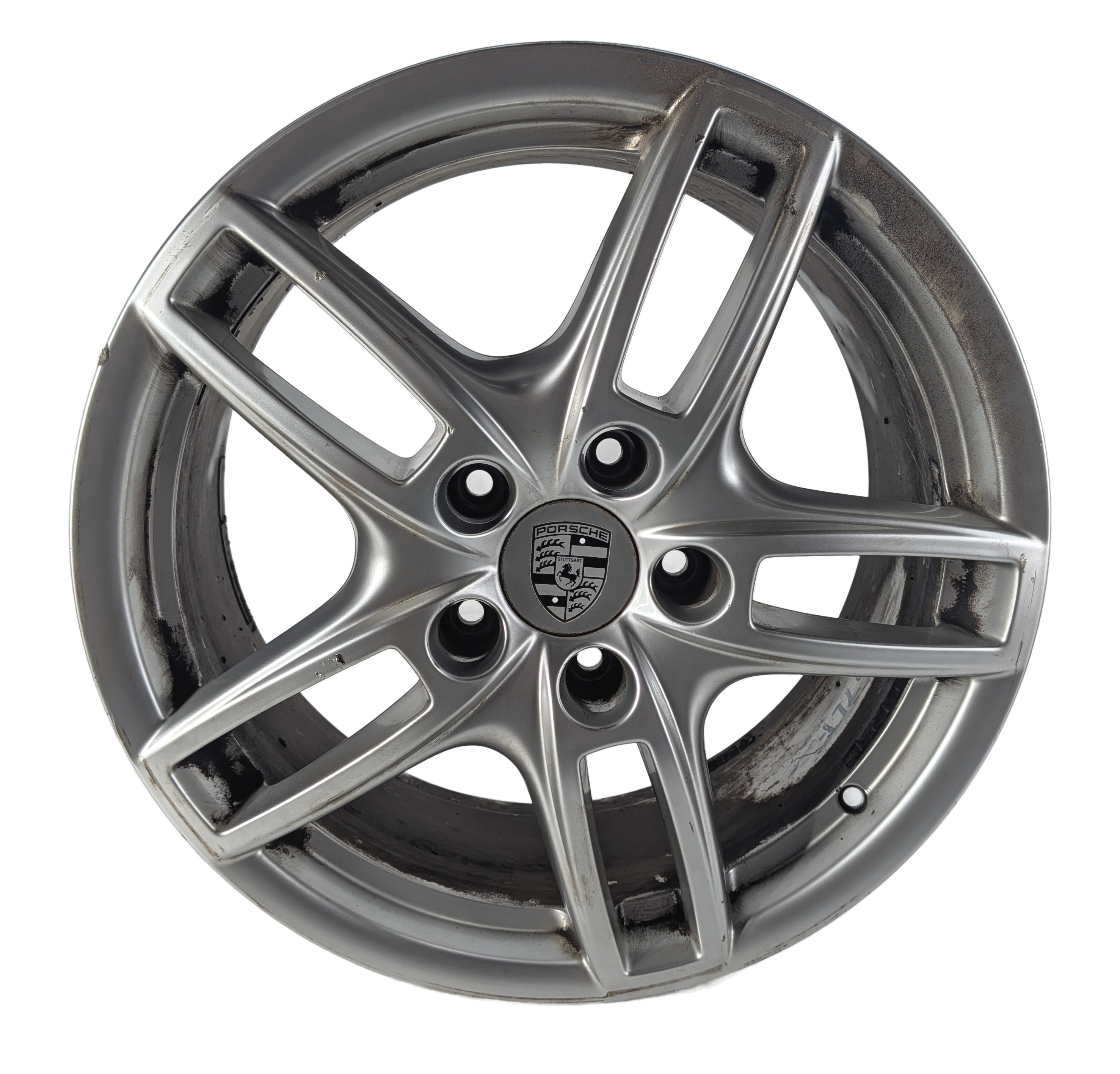 11-18 PORSCHE CAYENNE TURBO (958) 19x8.5 ALUMINUM 5-DOUBLE SPOKE WHEEL RIM — exact item pictured