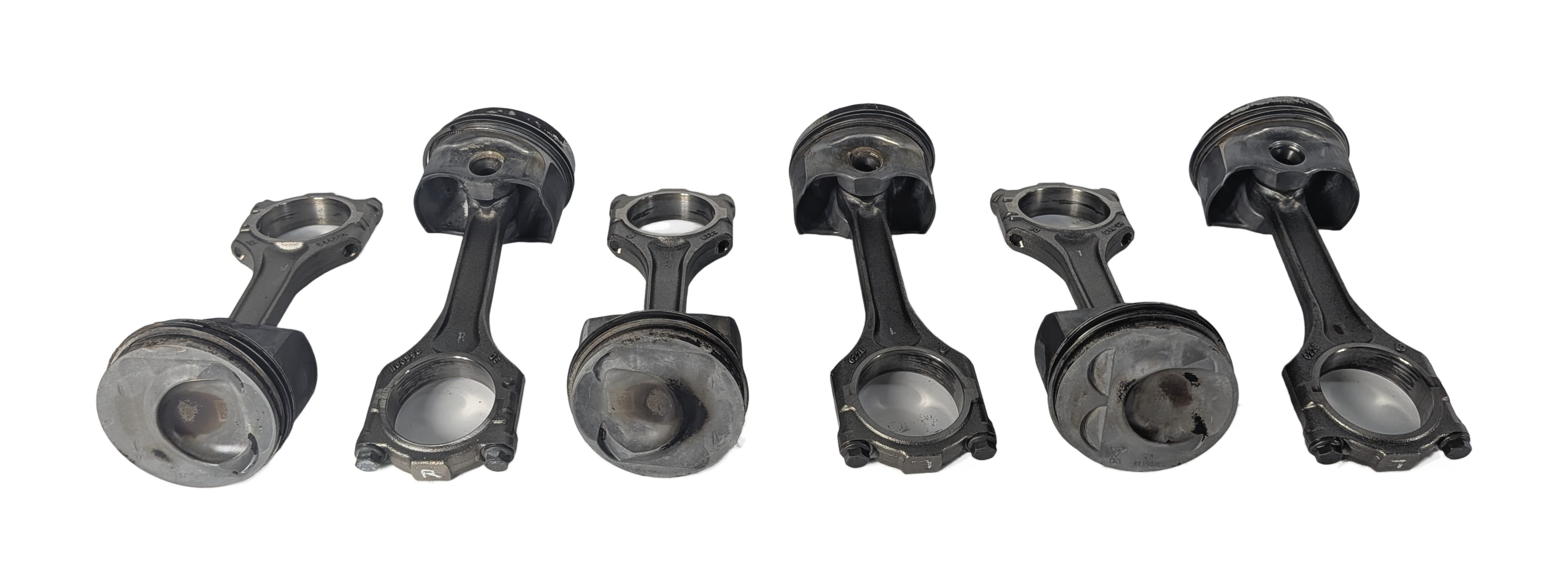 2013 PORSCHE CAYENNE (958) 3.6L VR6 ENGINE PISTON SET/6 w/CONNECTING RODS — exact item pictured