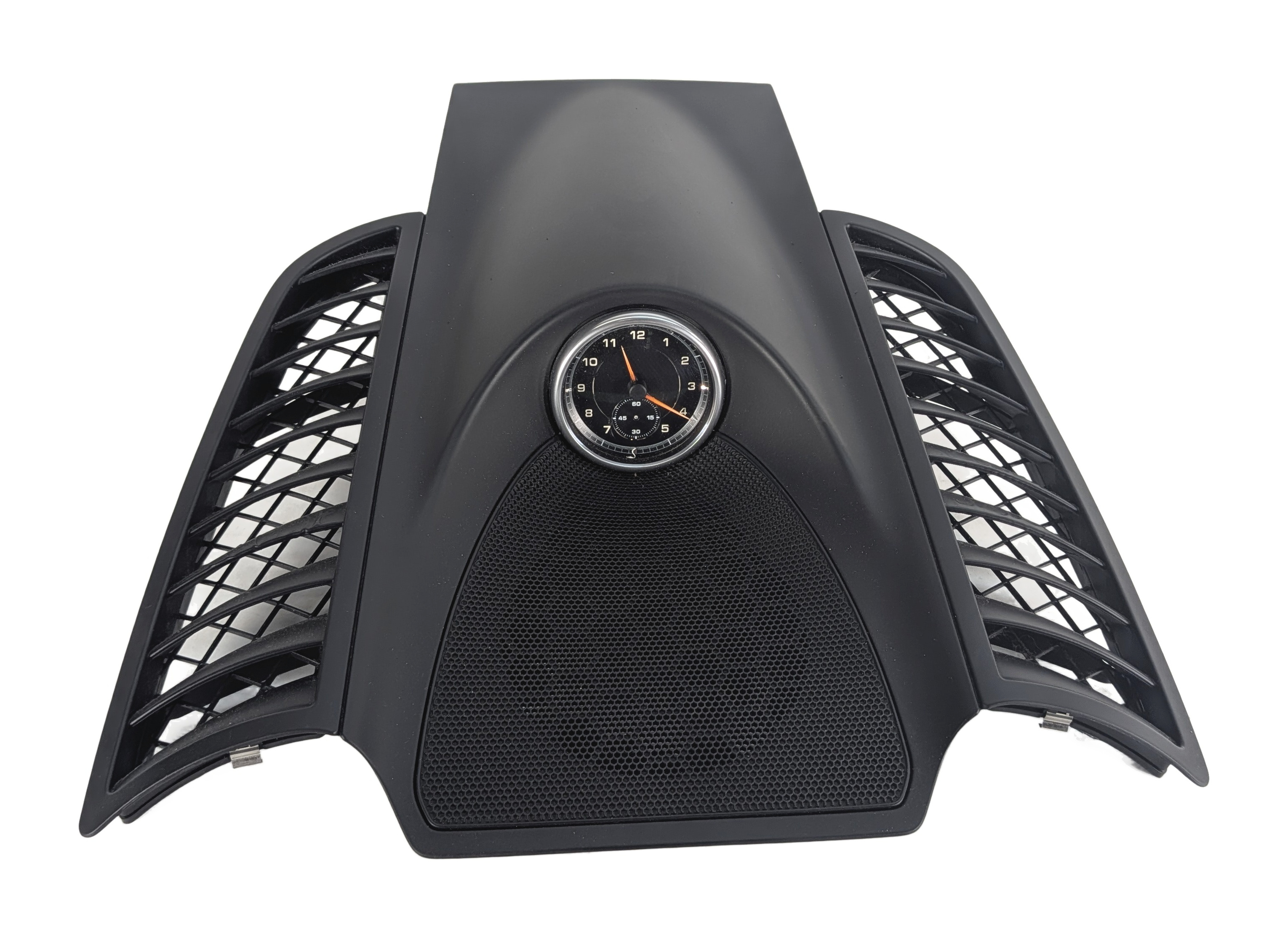 2013 PORSCHE CAYENNE (958) CENTER DASH SPEAKER GRILLE COVER w/ANALOG CLOCK — exact item pictured