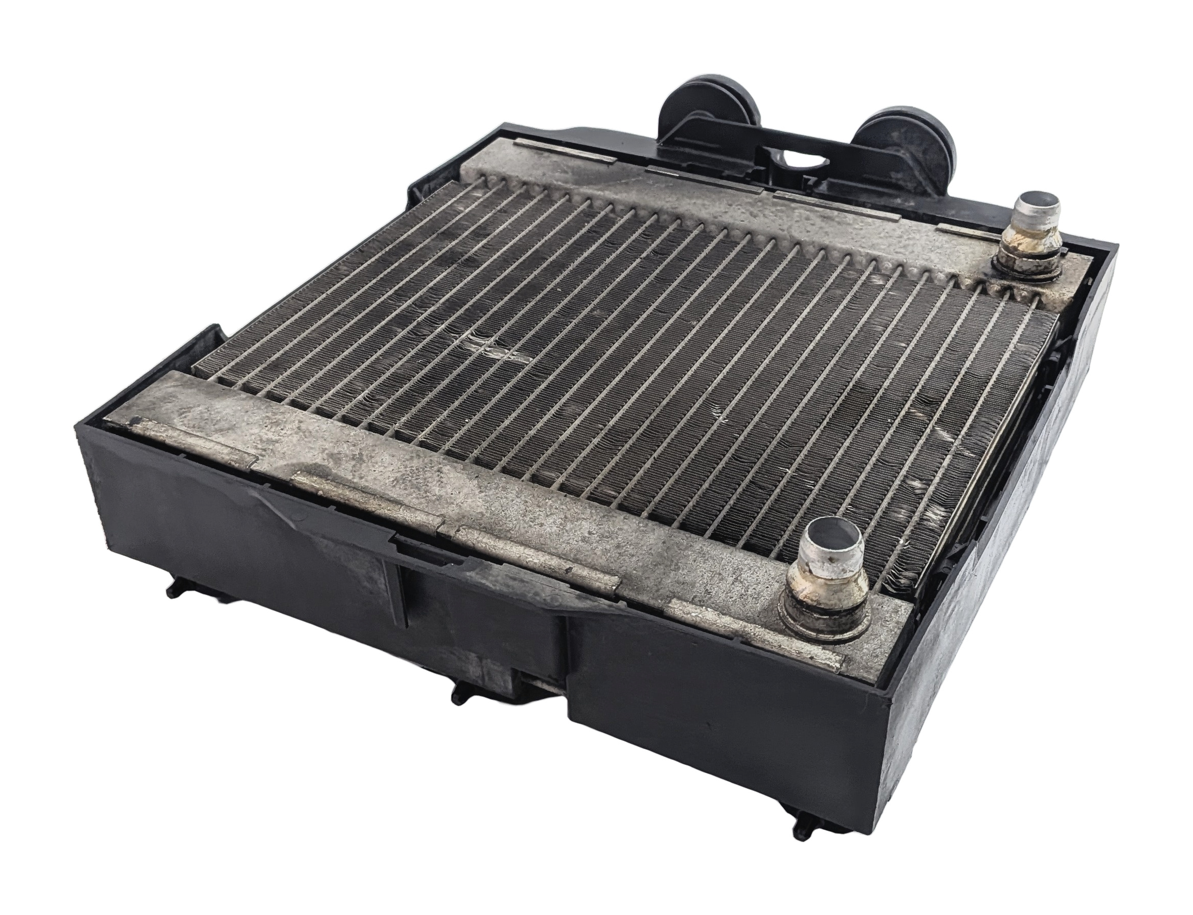 10-19 BMW 5 6 7 F01 F06 F07 F10 F12 LEFT DRIVER AUXILIARY RADIATOR w/BRACKET — exact item pictured