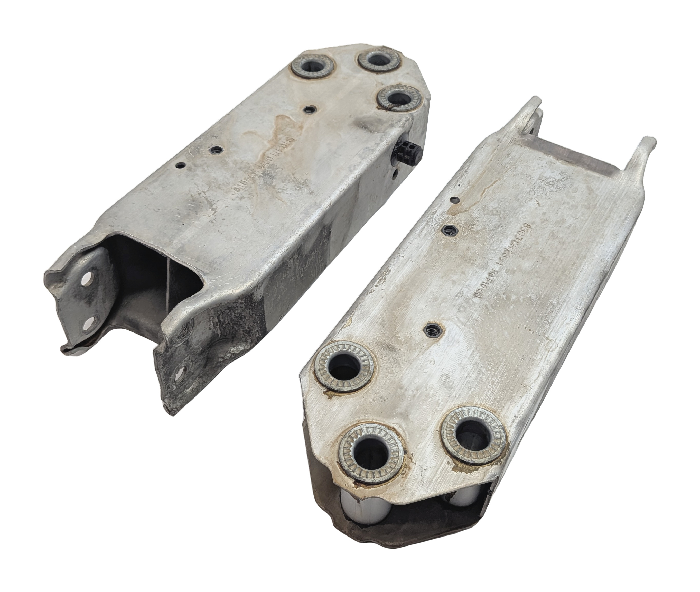 2011 BMW 535i (F10) FRONT LEFT & RIGHT BUMPER SUPPORT MOUNT GUIDE BRACKET SET/2 — exact item pictured