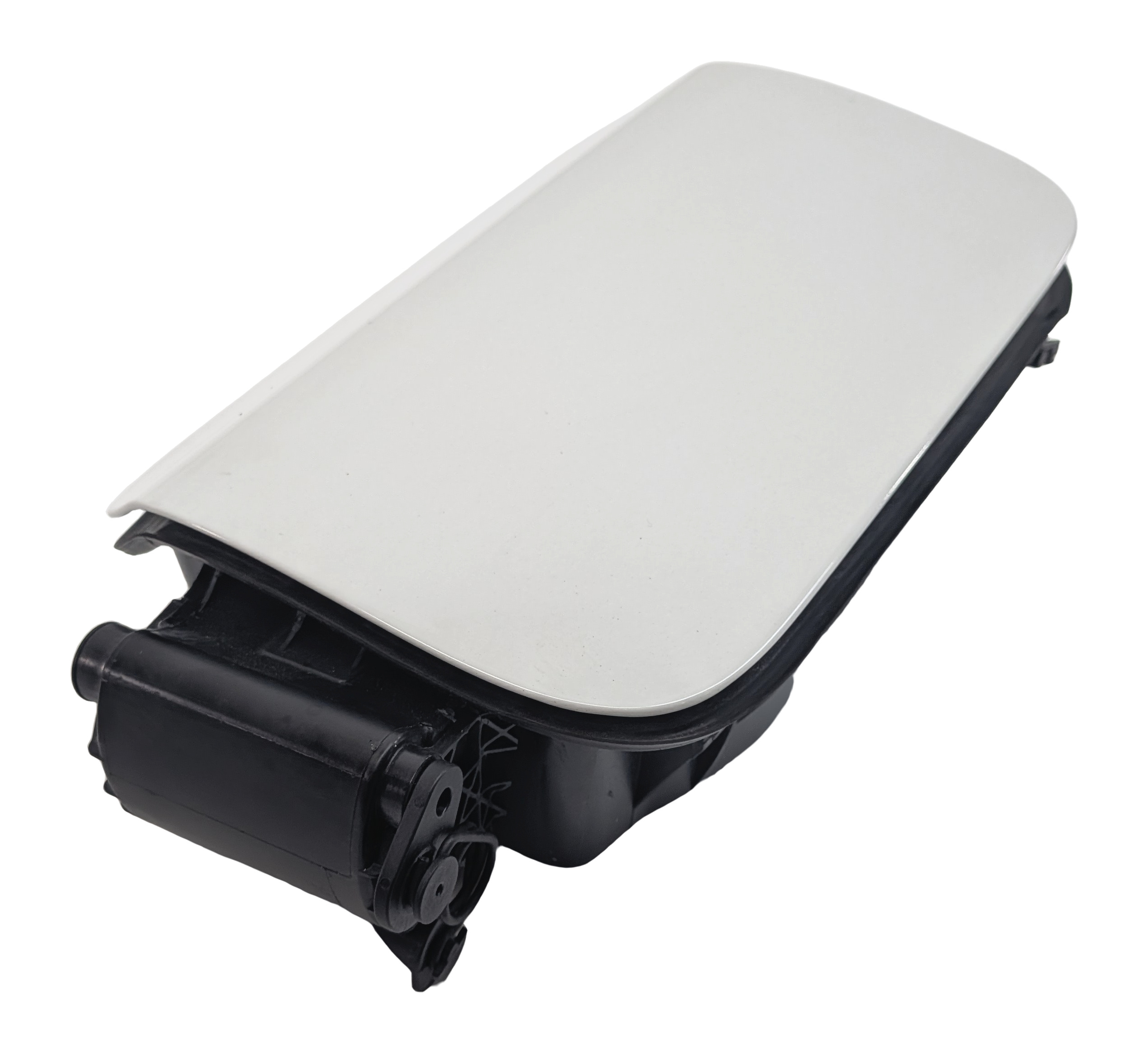 11-16 BMW 528i 535i 550i M5 (F10) GAS FILLER FUEL TANK DOOR w/HOUSING (White) — exact item pictured