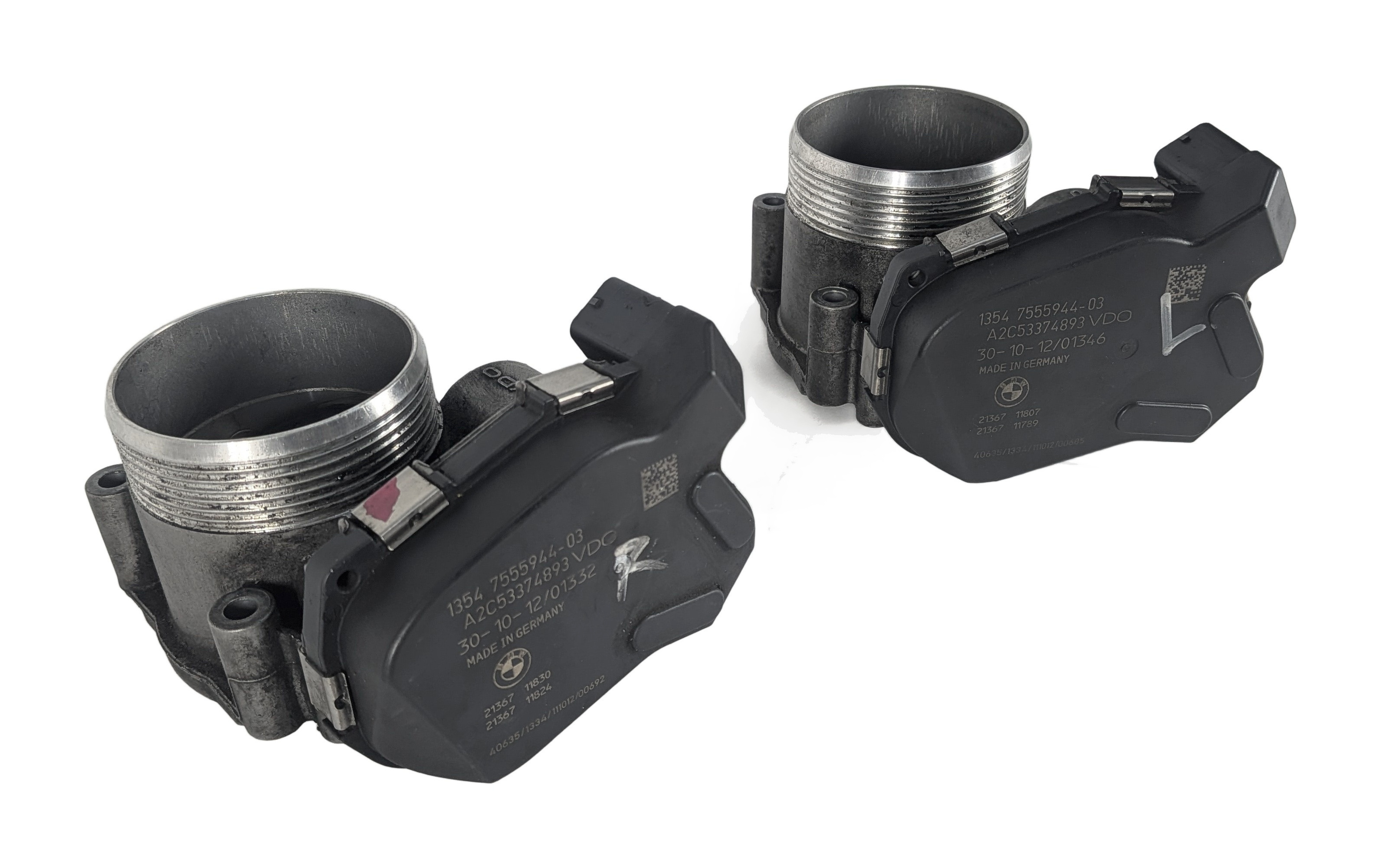 08-18 BMW 5 6 7 M5 M6 (E70 F01 F10 F12 F15 F16) 4.4L ENGINE THROTTLE BODY SET-2 — exact item pictured