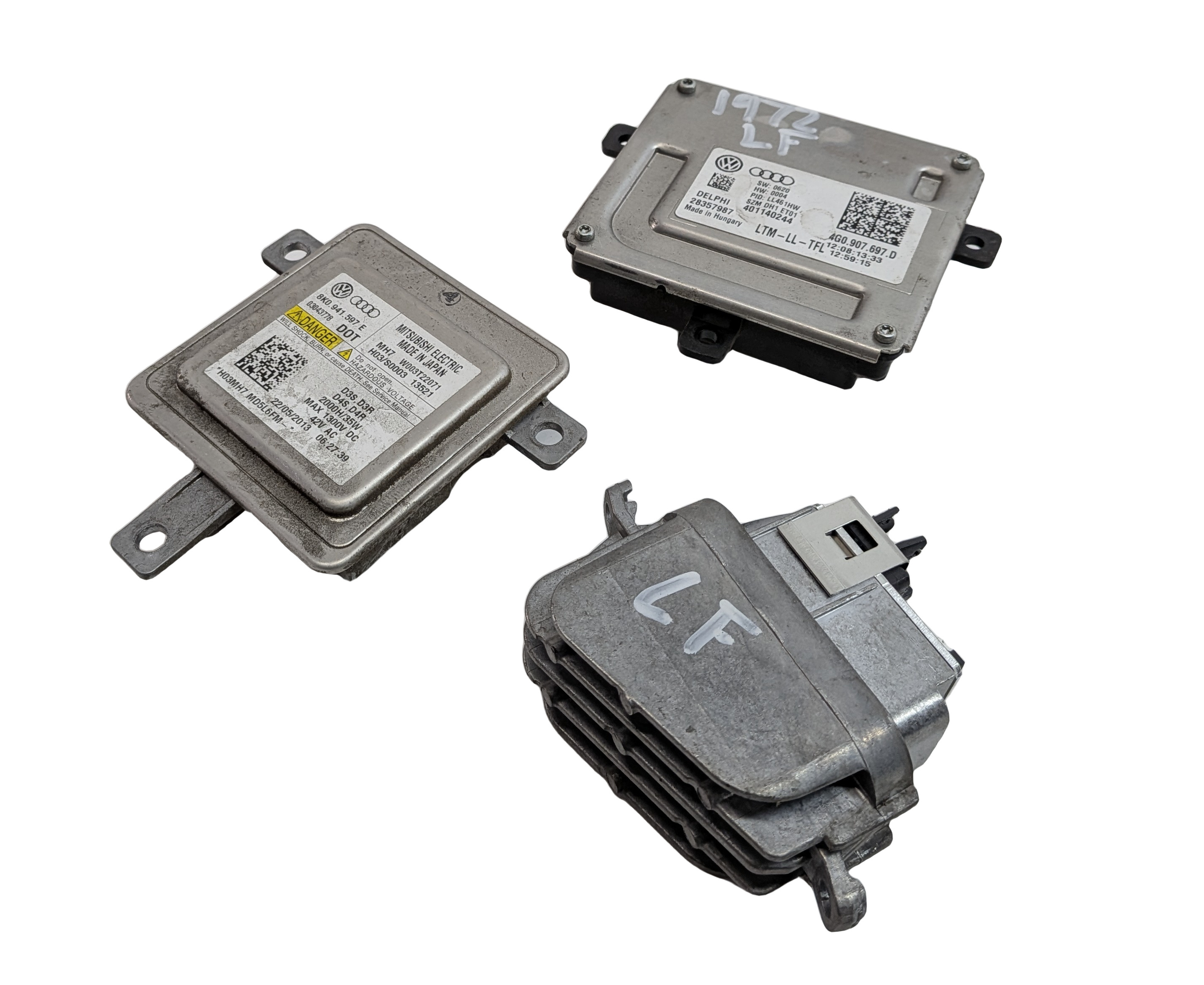 2014 AUDI A5 (B8 8T) FRONT LEFT XENON HID HEADLIGHT BALLAST LED DRL MODULE SET/3 — exact item pictured