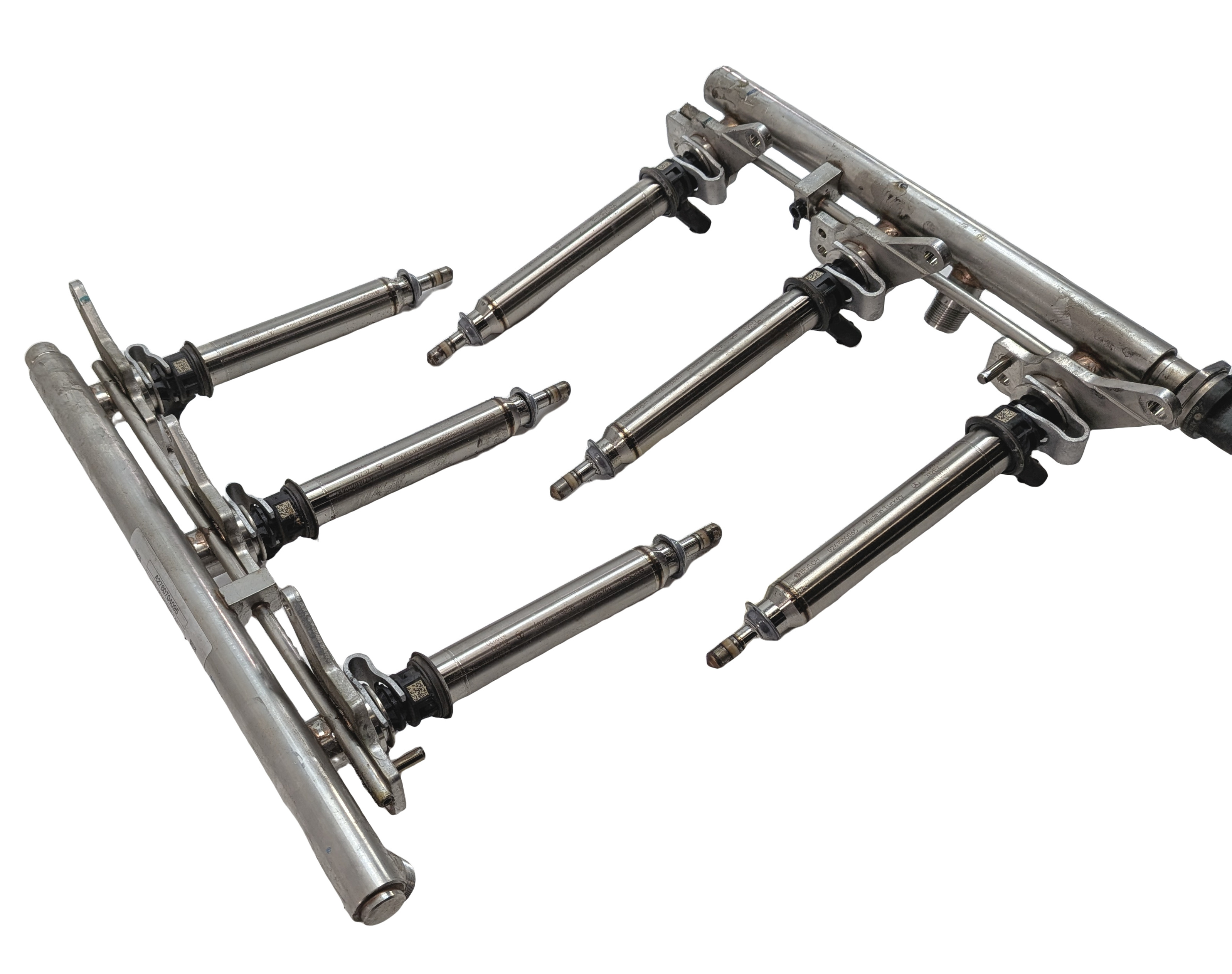 2014 MERCEDES C350 COUPE (W204) 3.5L (276.957) ENGINE FUEL INJECTOR w/RAIL SET/6 — exact item pictured