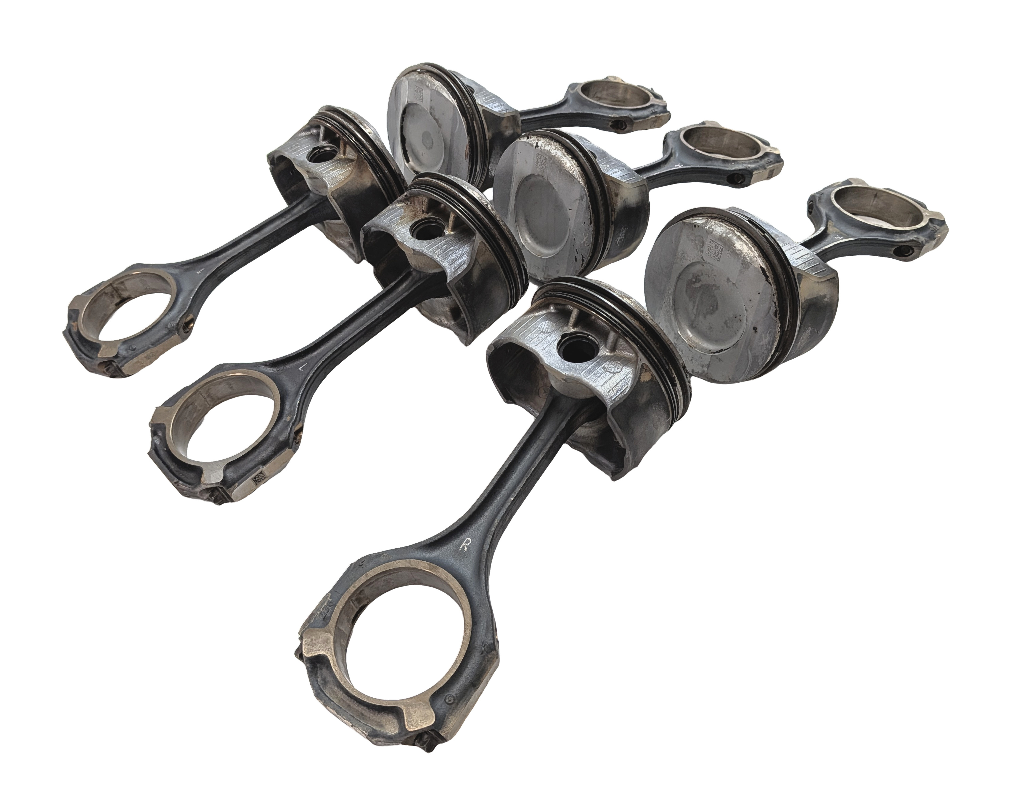 12-18 MERCEDES C E GLE GLK ML SLK (W212 W204 X204 W166 R172) 3.5L PISTON SET-6 — exact item pictured