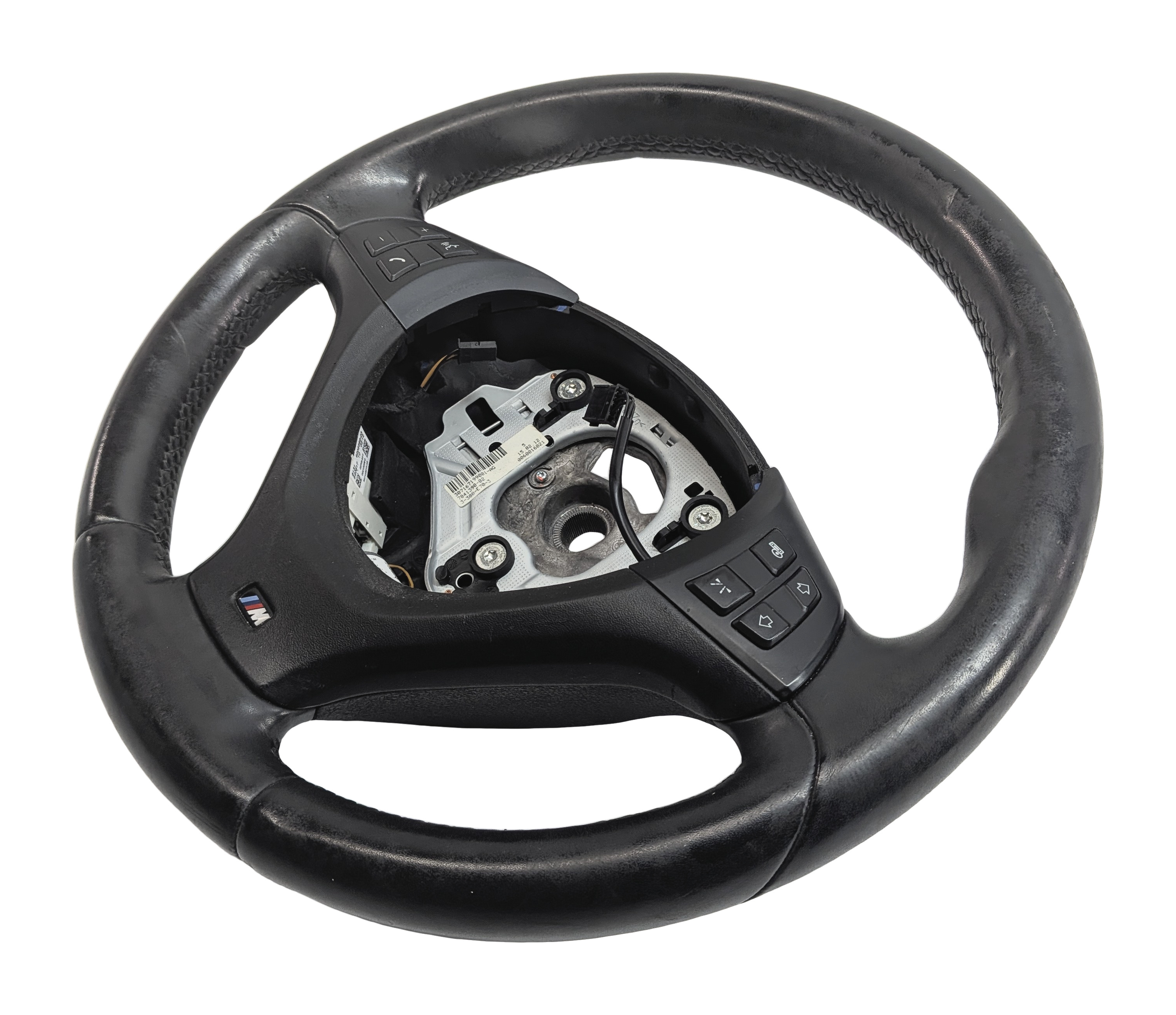 2007-2013 BMW X5 (E70) FRONT LEFT DRIVER M-SPORT LEATHER STEERING WHEEL (BLACK) — exact item pictured