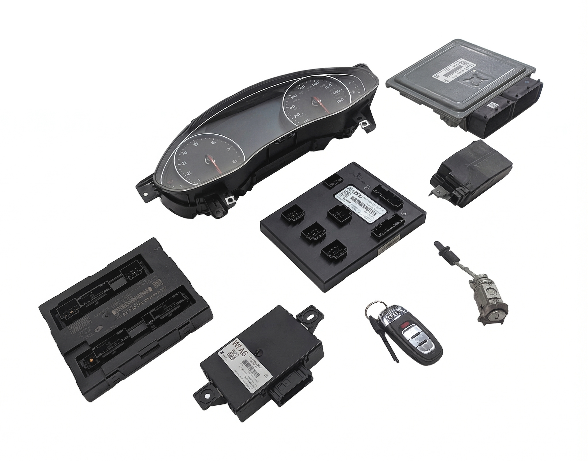 2016 AUDI A6 (4G) CYNB ECM BCM CLUSTER GATEWAY KEY COMPUTER MODULE SET — exact item pictured