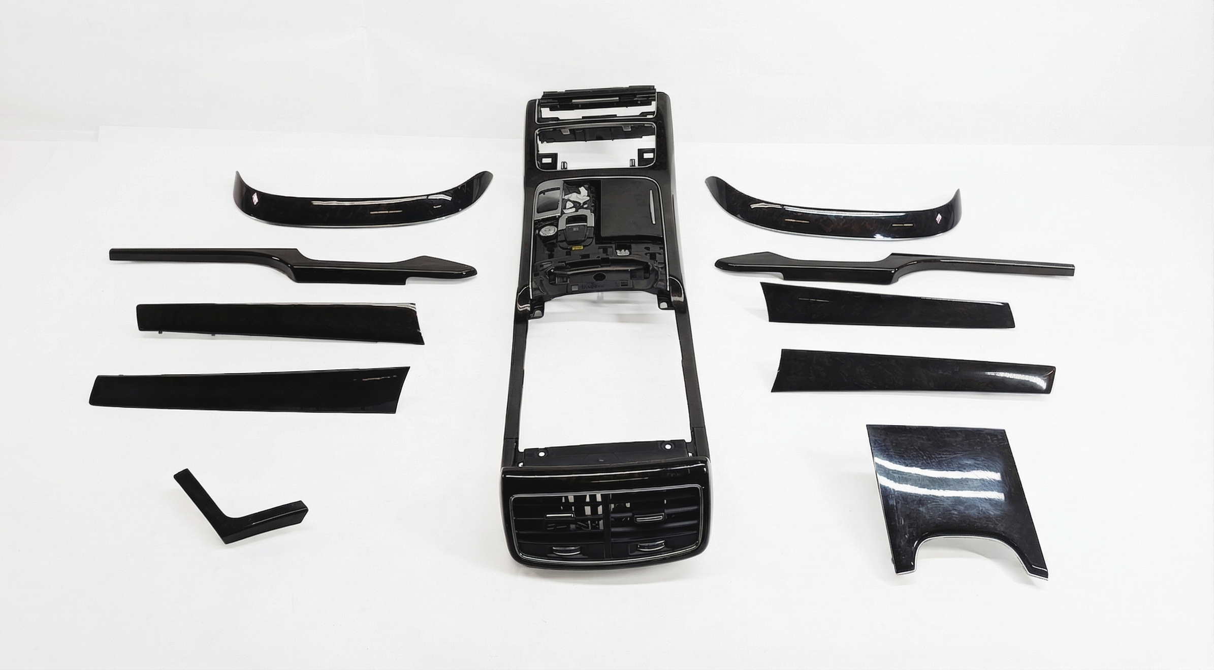 2012 AUDI A8 (D4 4H) INTERIOR DASH DOOR CONSOLE TRIM SET/11 (Polished Black) — exact item pictured