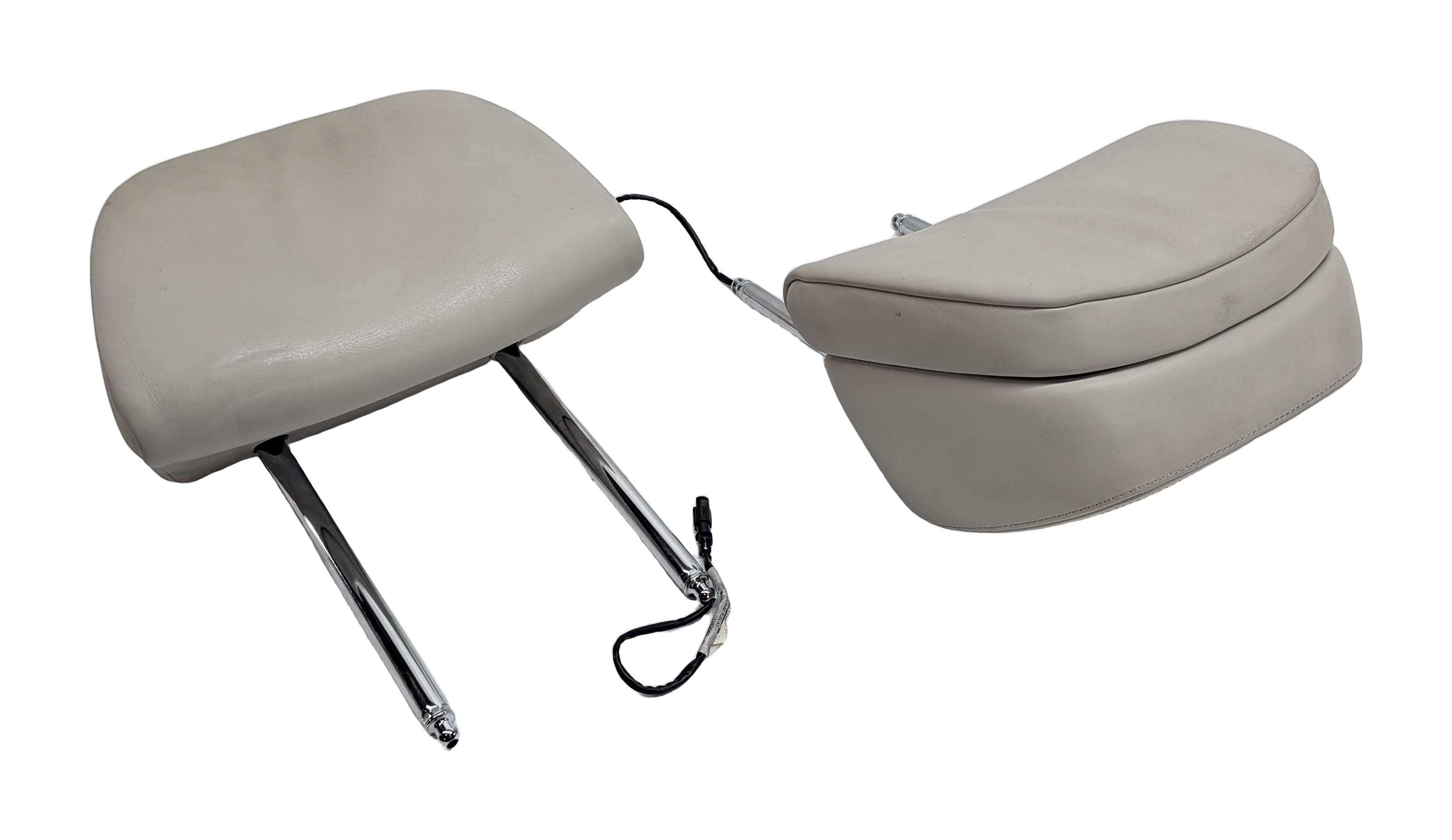 13-15 BMW 7 SERIES F01 F02 FRONT ACTIVE HEADREST SET/2 IVORY WHITE NAPPA LEATHER — exact item pictured