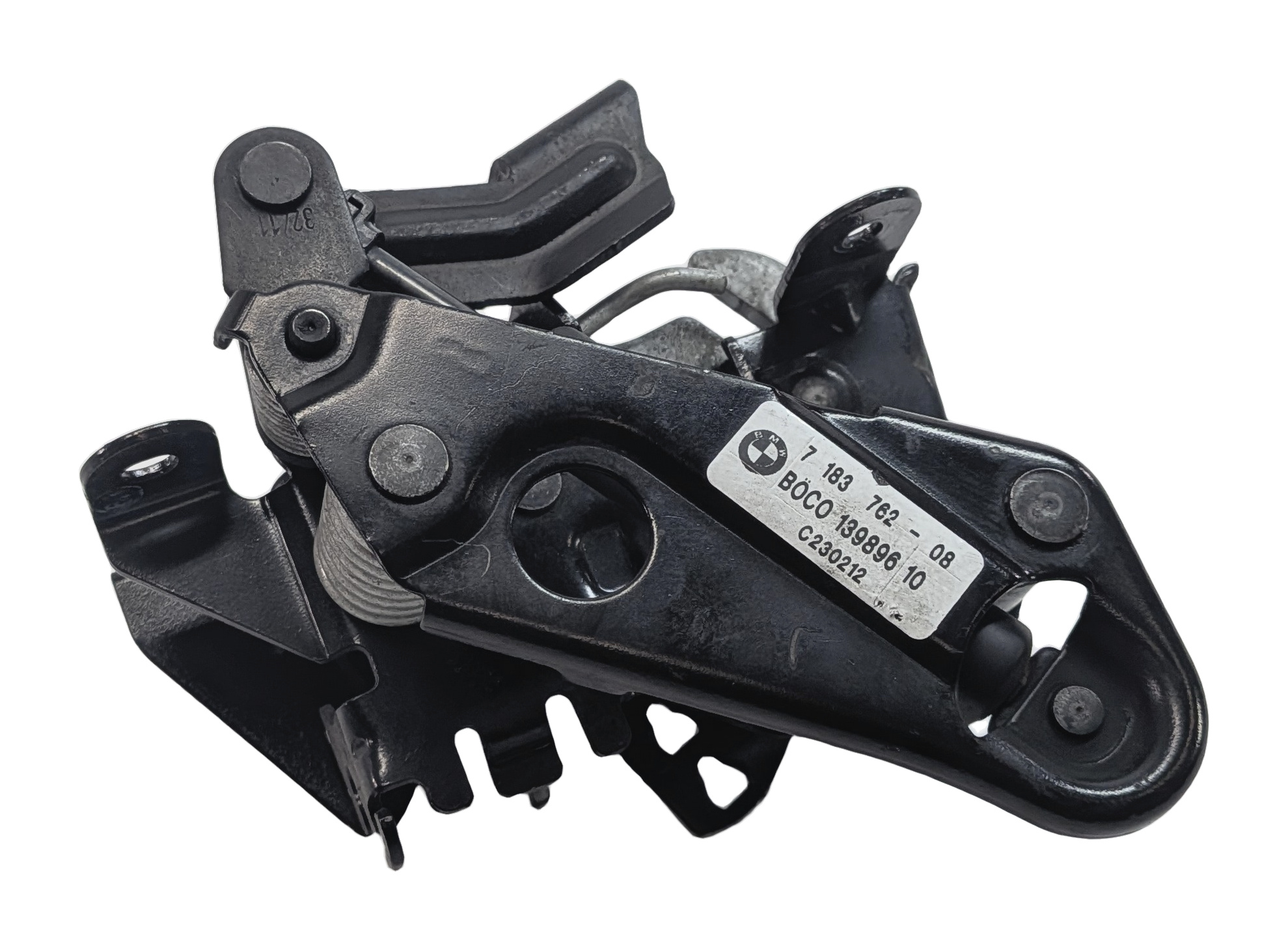 2012 BMW 750LI (F01) FRONT RIGHT PASSENGER HOOD LID LOCK LATCH w/CABLE — exact item pictured