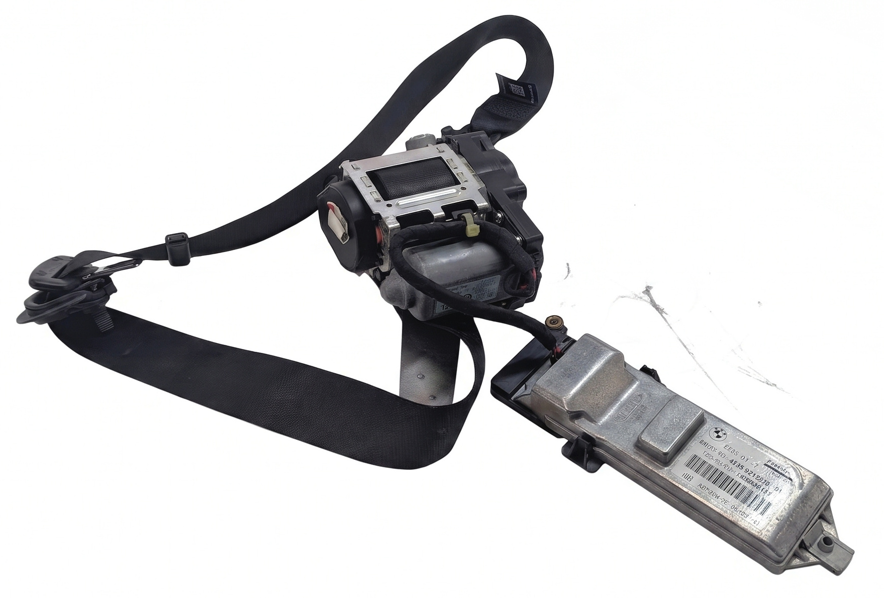 2009-2012 BMW 740i 750i 760i B7 (F01) LEFT DRIVER SEATBELT RETRACTOR (Black) — exact item pictured