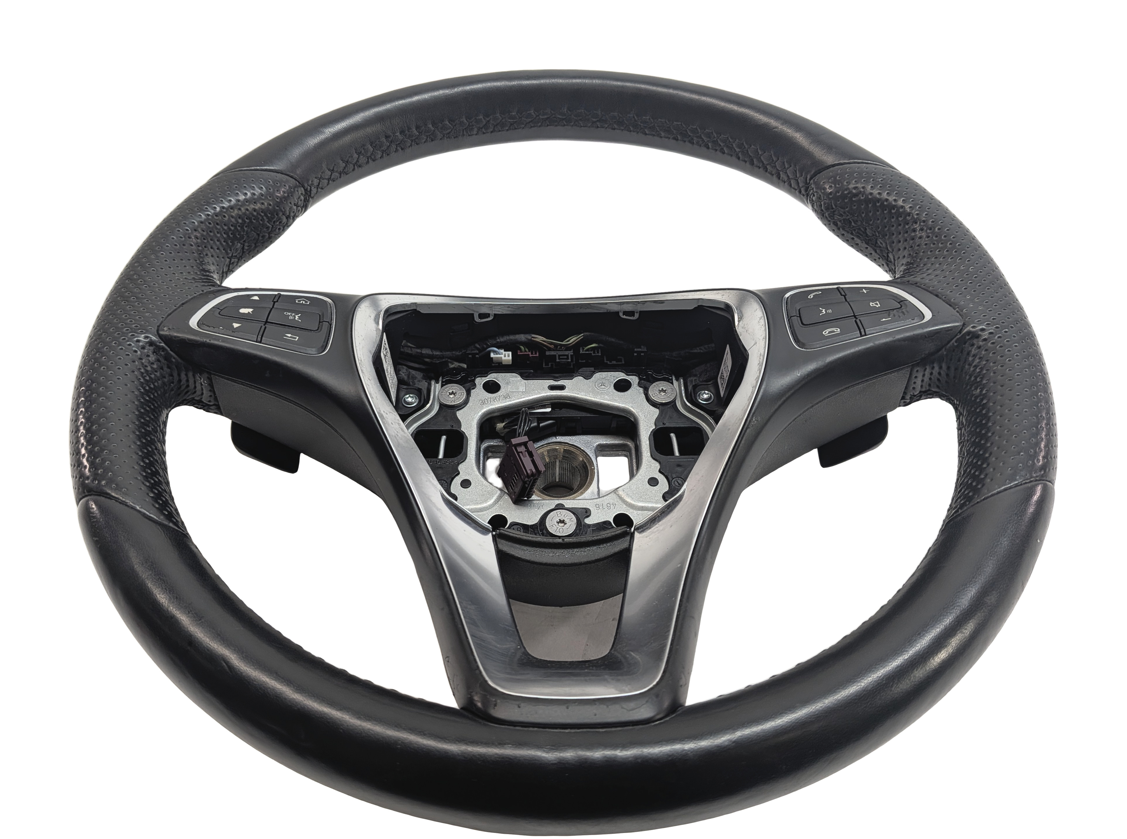 17-18 C300 C63 AMG W205 HEATED LEATHER STEERING WHEEL LANE KEEP (Black) — exact item pictured