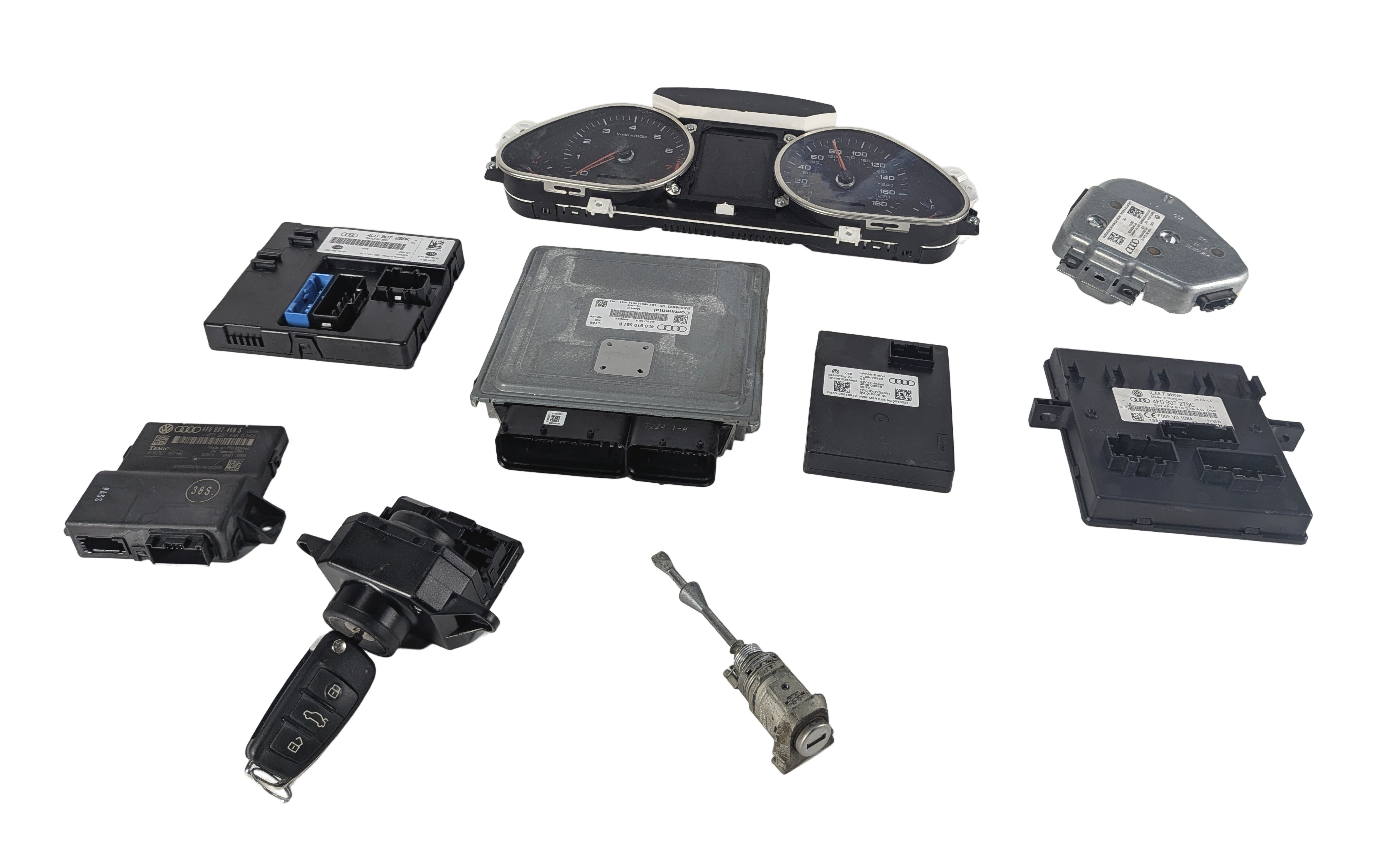 13-15 AUDI Q7 (4L) 3.0L CTWB SUPERCHARGED ENGINE BCM IMMOBILIZER MODULE KEY SET — exact item pictured