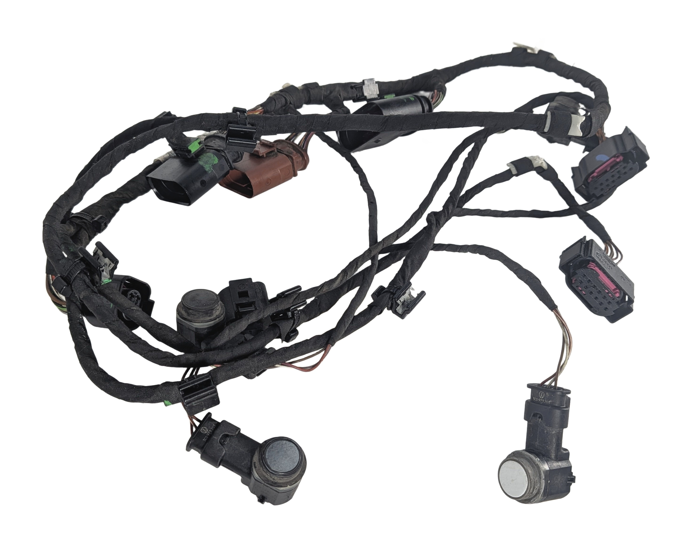 2015 AUDI Q7 (4L) REAR PDC PARK ASSIST SENSOR SET w/HARNESS (White) — exact item pictured
