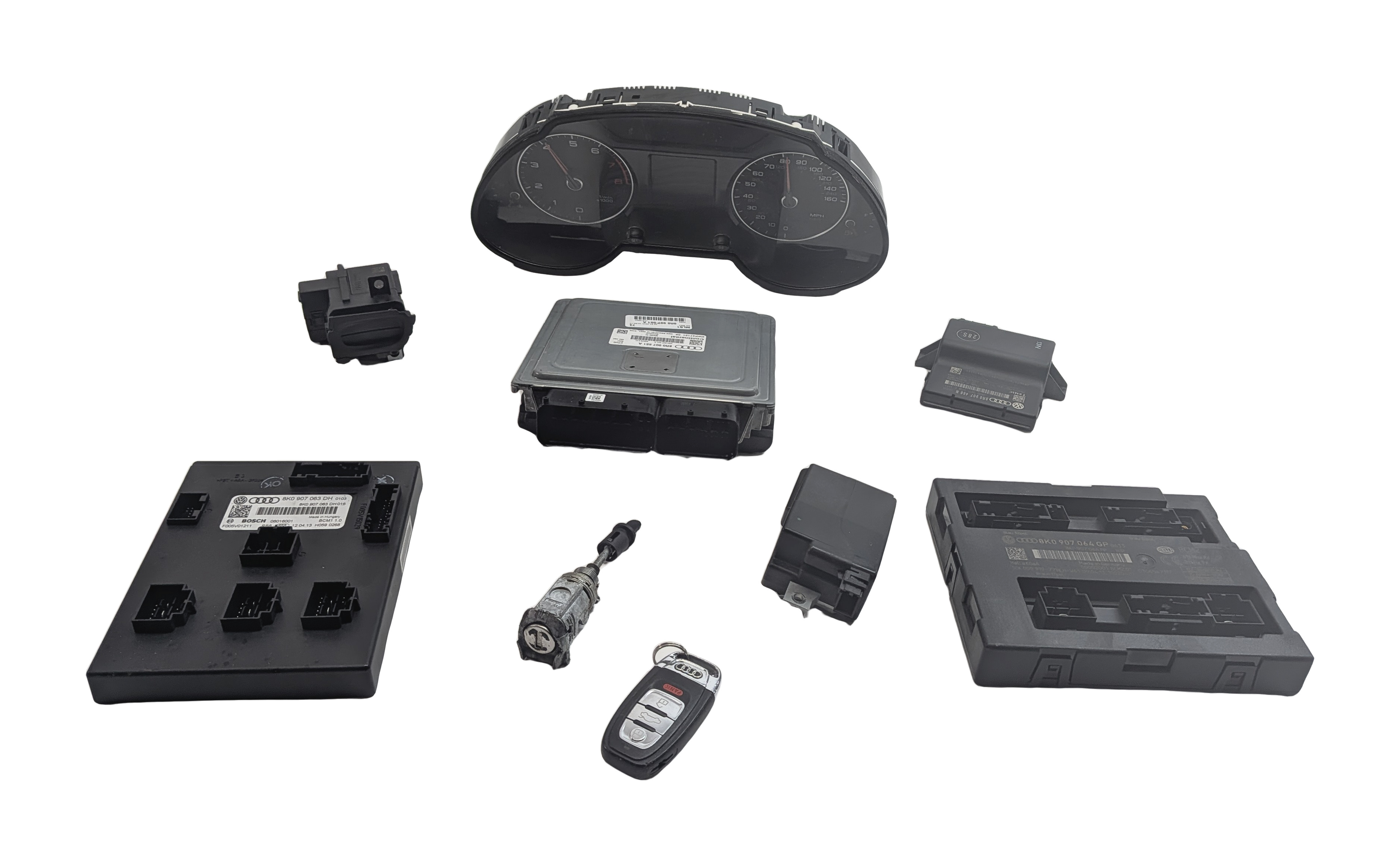 2013 AUDI Q5 (B8 8R) 2.0L CPMA TURBO ENGINE ECM BCM IMMOBILIZER MODULE KEY SET — exact item pictured