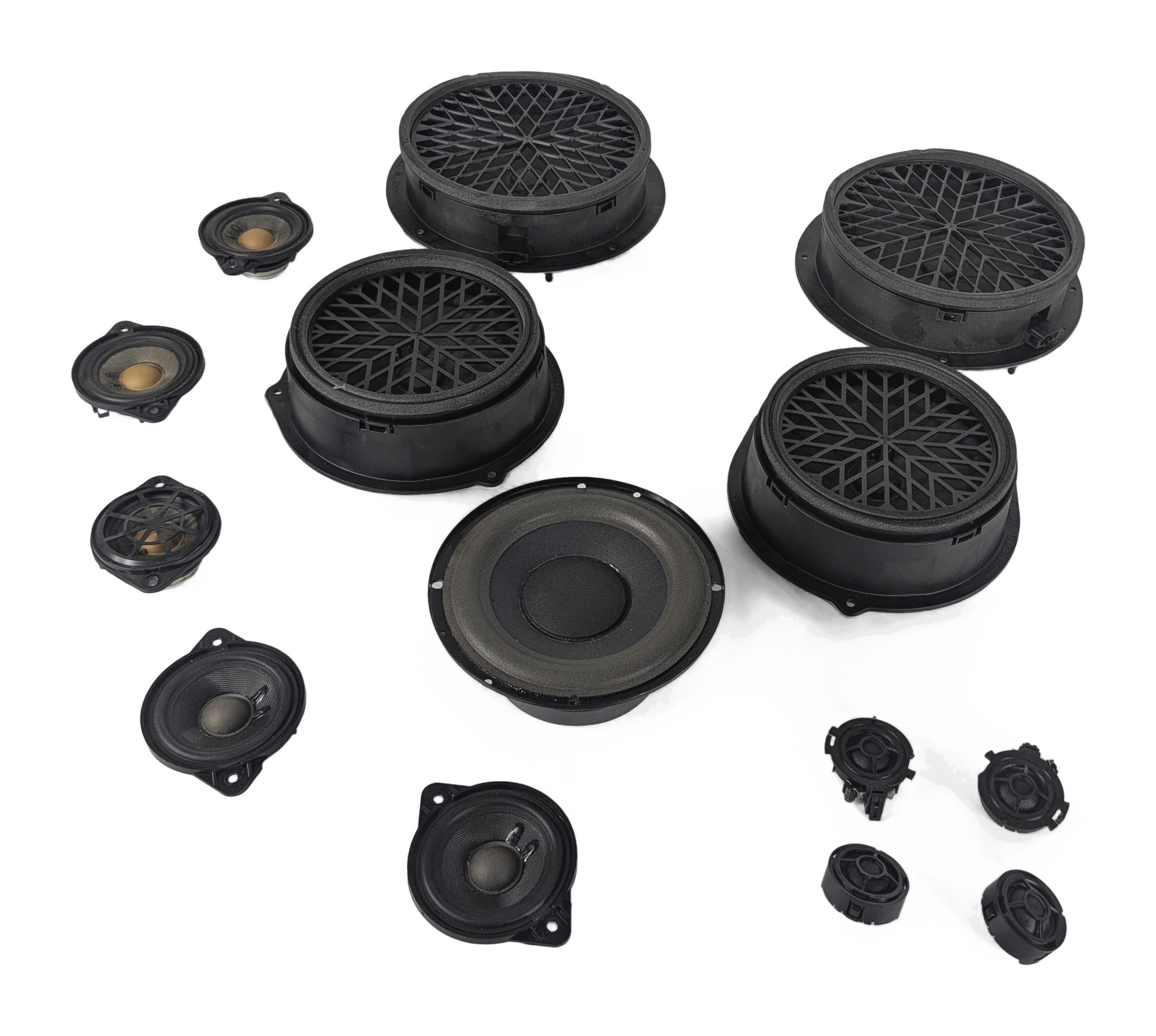 2011 AUDI Q5 (B8 8R) BANG & OLUFSEN B&O PREMIUM AUDIO SPEAKER SOUND SET/14 — exact item pictured