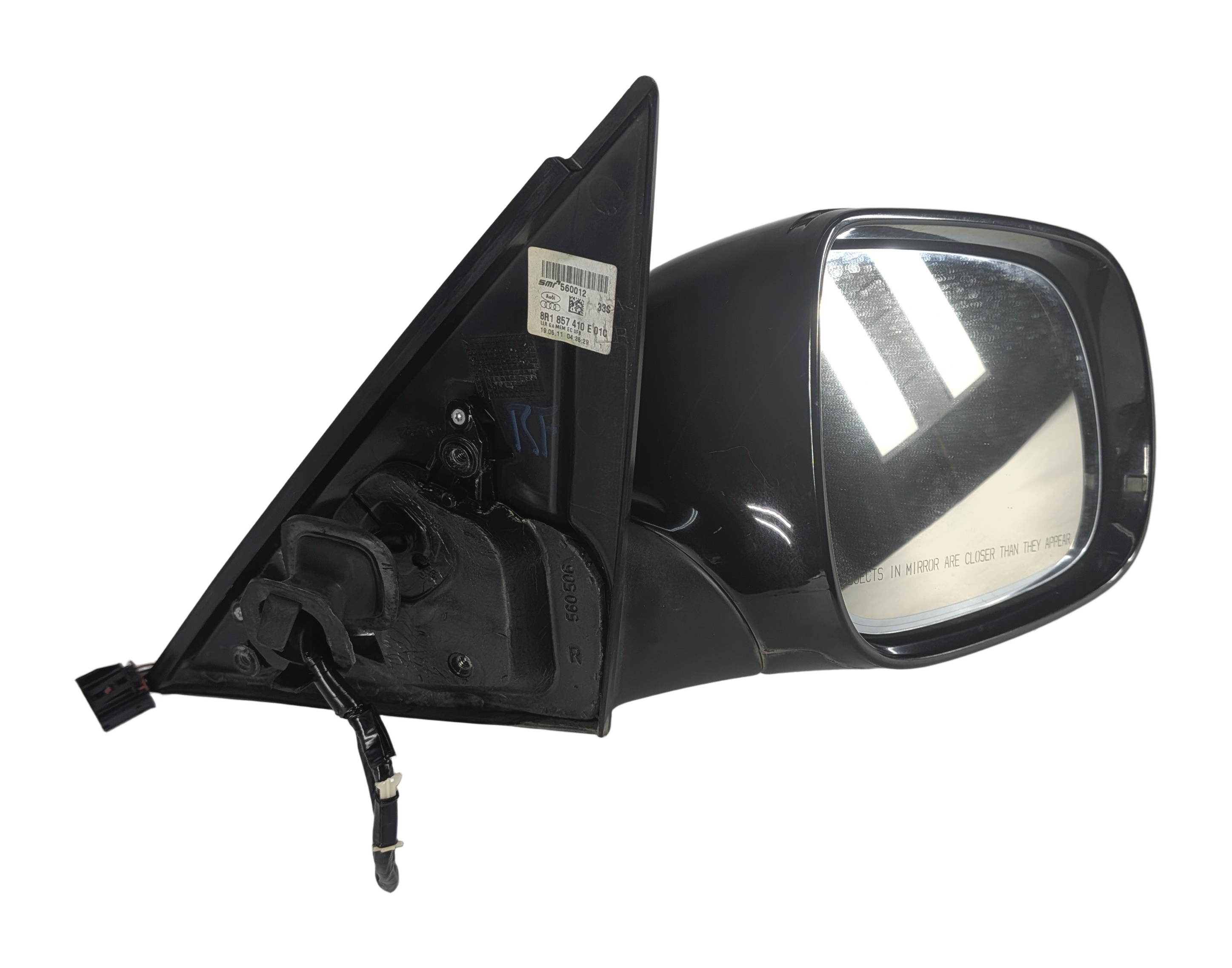09-14 AUDI Q5 (8R) RIGHT P-FOLD HEAT AUTODIM MEMORY DOOR MIRROR w/ LIGHT (Black) — exact item pictured