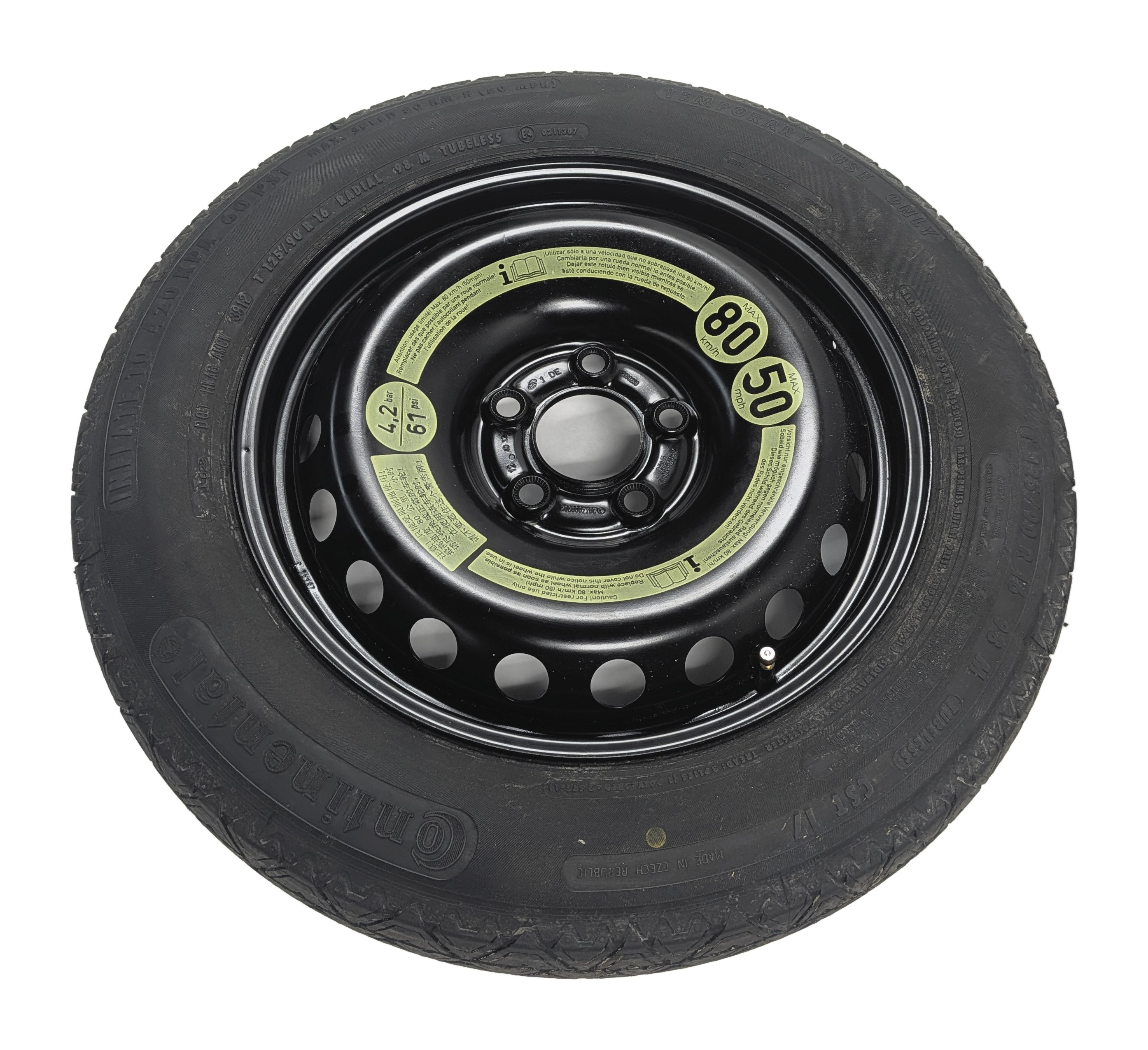 08-13 MERCEDES C230 C250 C300 C350 (W204) 16x3-1/2 ROADSIDE SPARE TIRE WHEEL RIM — exact item pictured