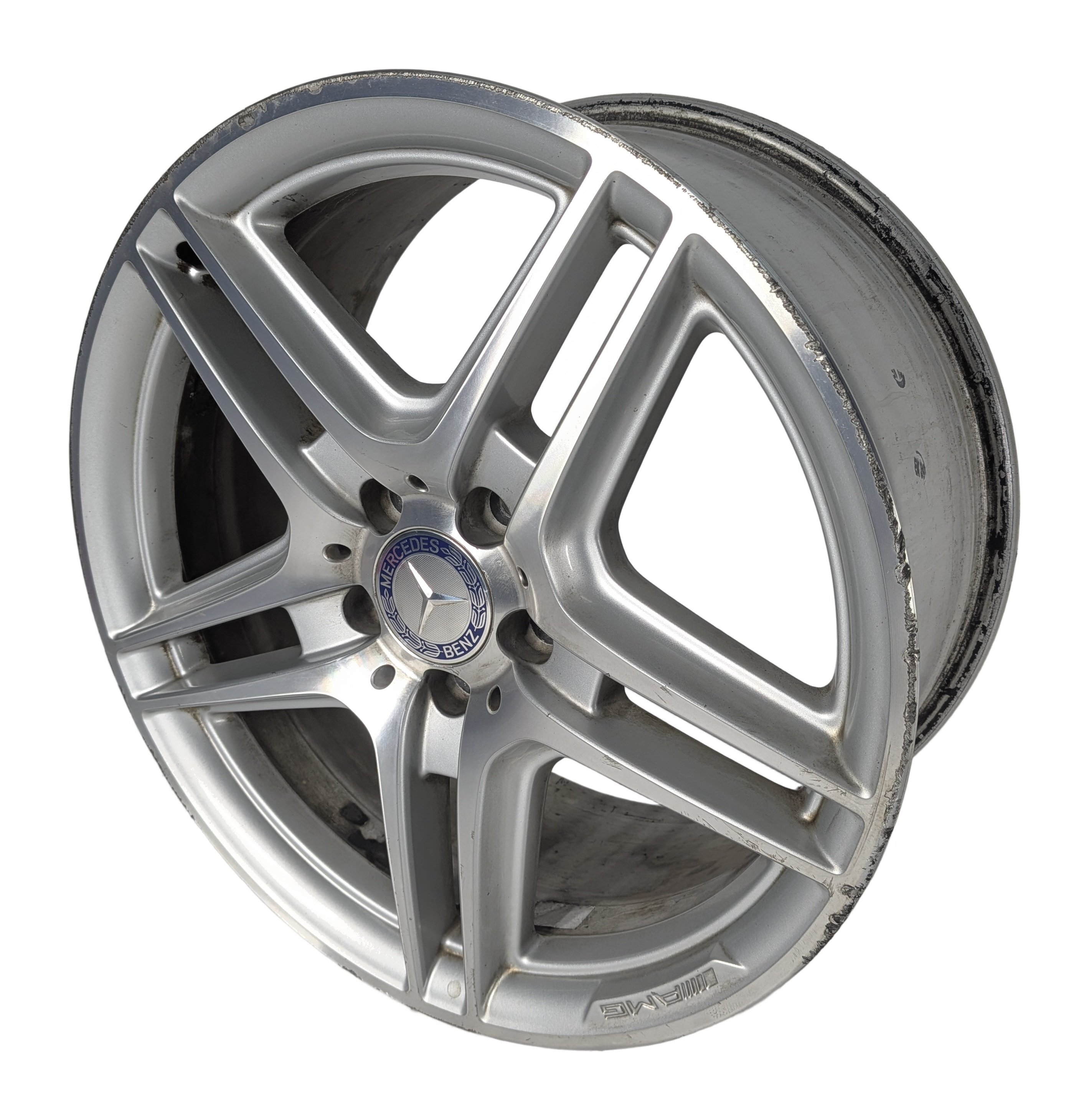 08-15 MERCEDES BENZ C-CLASS (W204) 18x8.5 REAR 5 DOUBLE 10-SPOKE AMG WHEEL RIM — exact item pictured