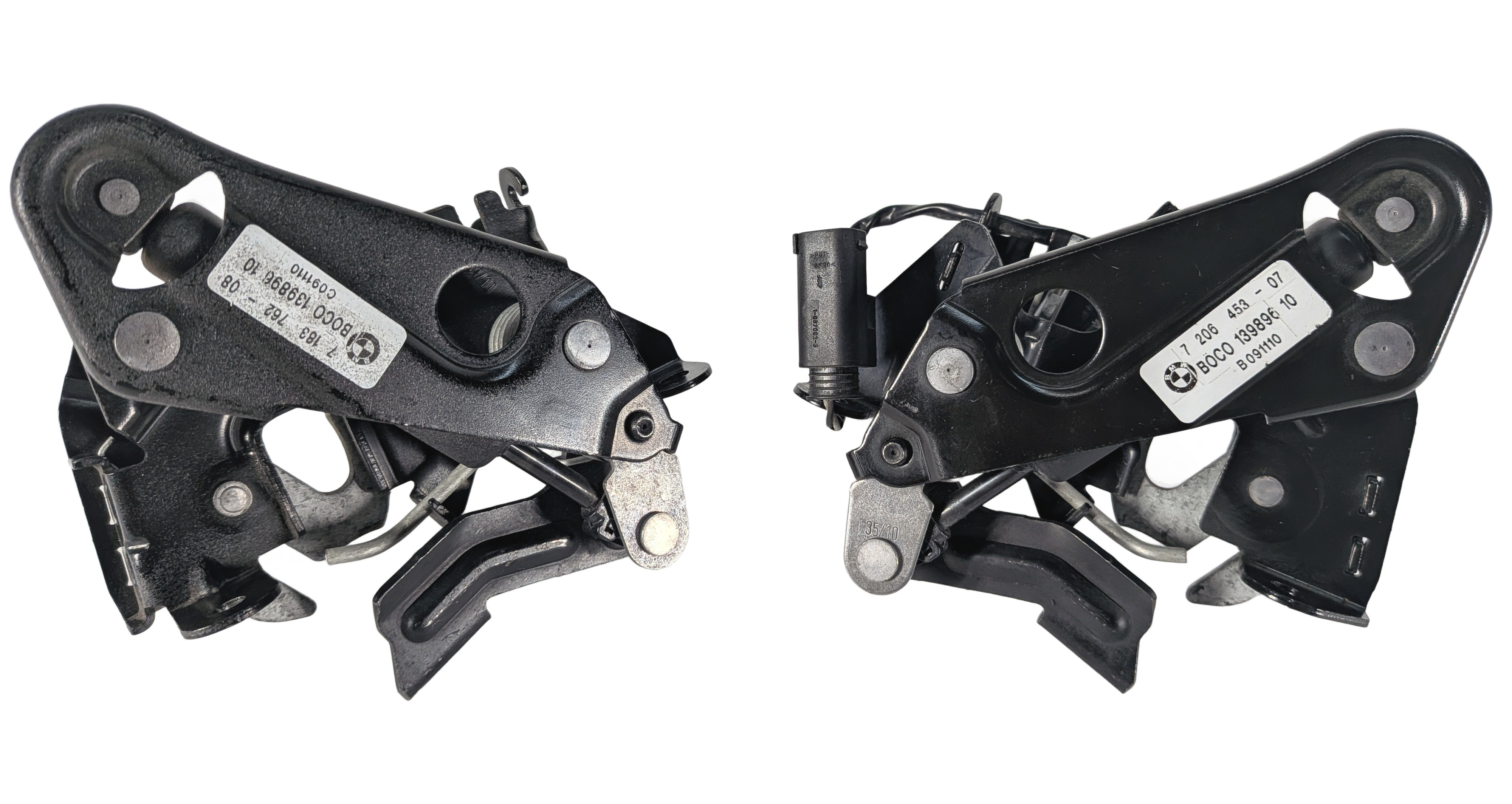 2011 BMW 535i (F10) FRONT HOOD LID LOCK LATCH CABLE LEFT/RIGHT SET/2 — exact item pictured