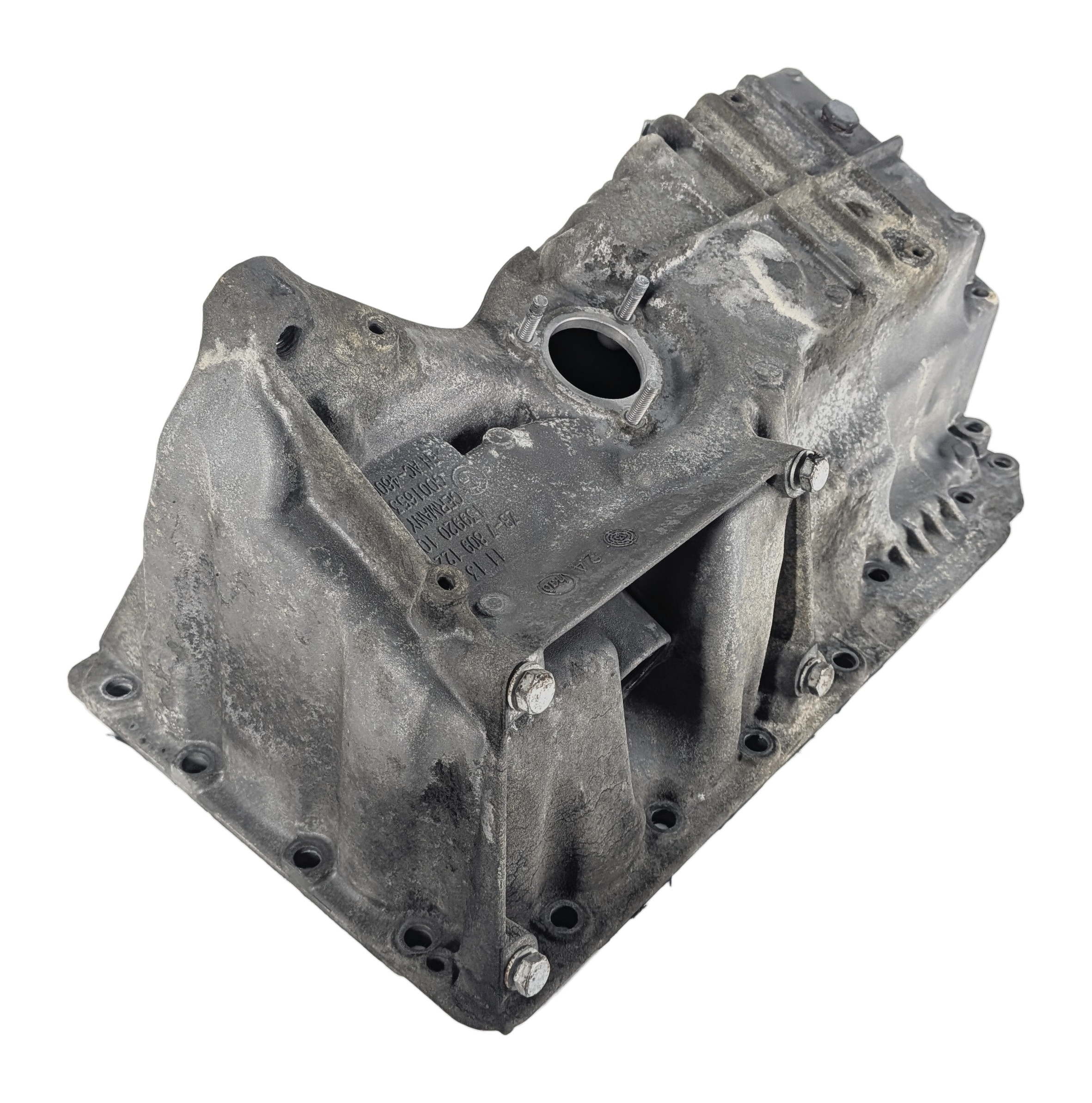 14-18 BMW 328D X3 F30 F31 F25 2.0L DIESEL ENGINE OIL PAN w/AXLE SUPPORT BRACKET — exact item pictured