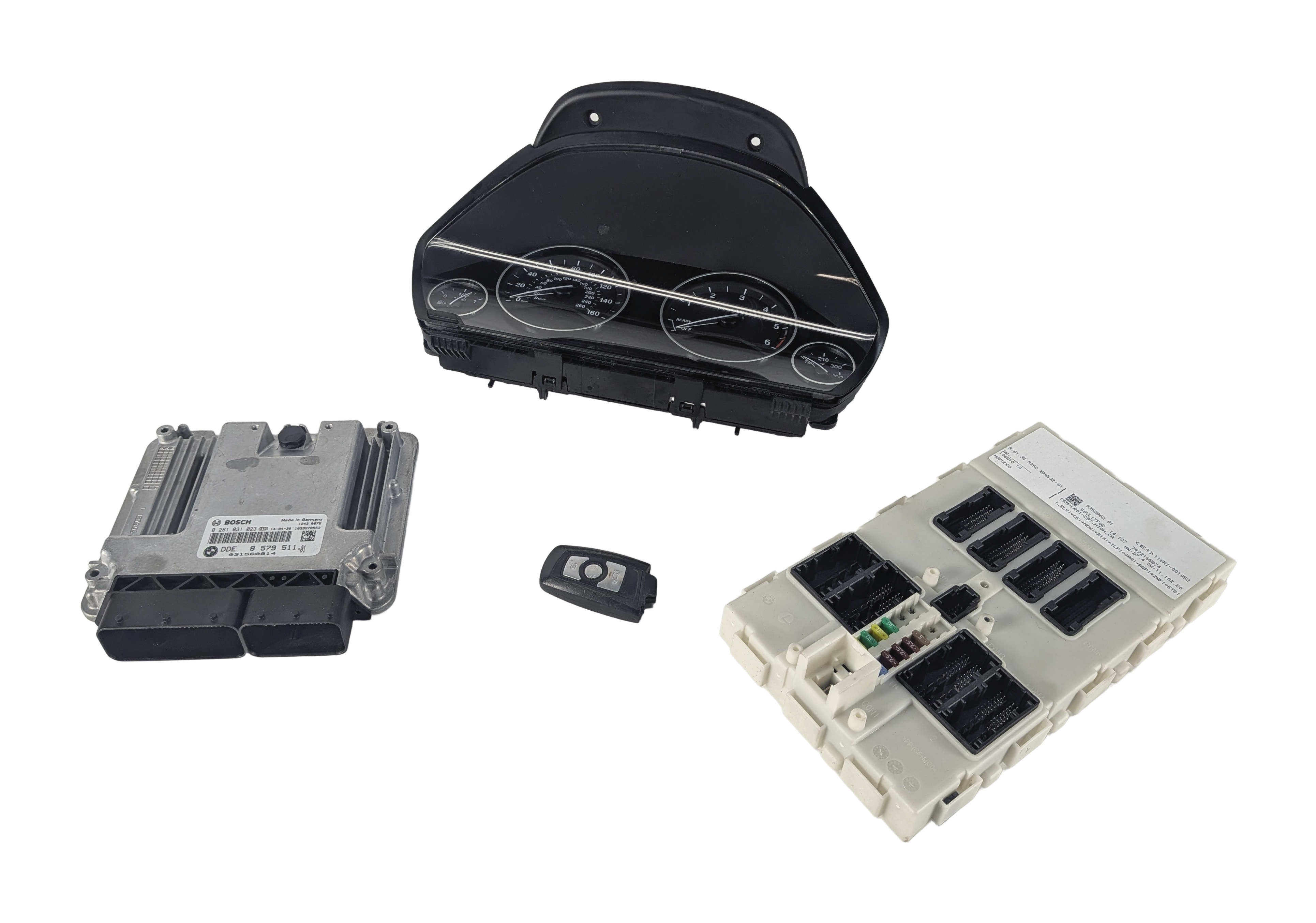 14-17 BMW 328i X3 (F25 F30) 2.0L N47T DIESEL ECM DME IMMOBILIZER MODULE KEY SET — exact item pictured