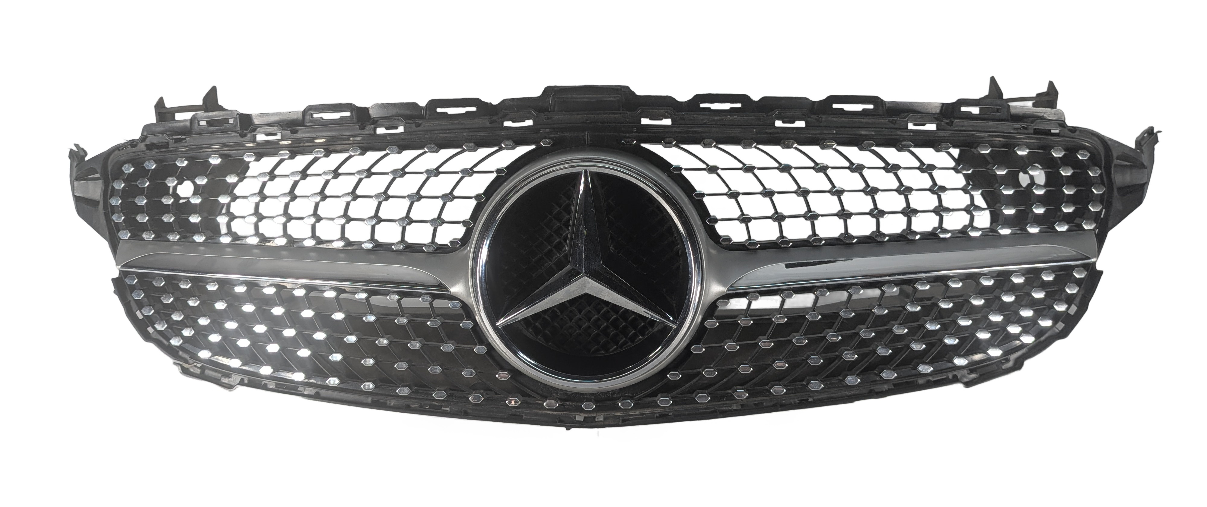 15-18 MERCEDES C CLASS W205 FRONT UPPER DIAMOND GRILLE w/SURROUND CAMERA — exact item pictured
