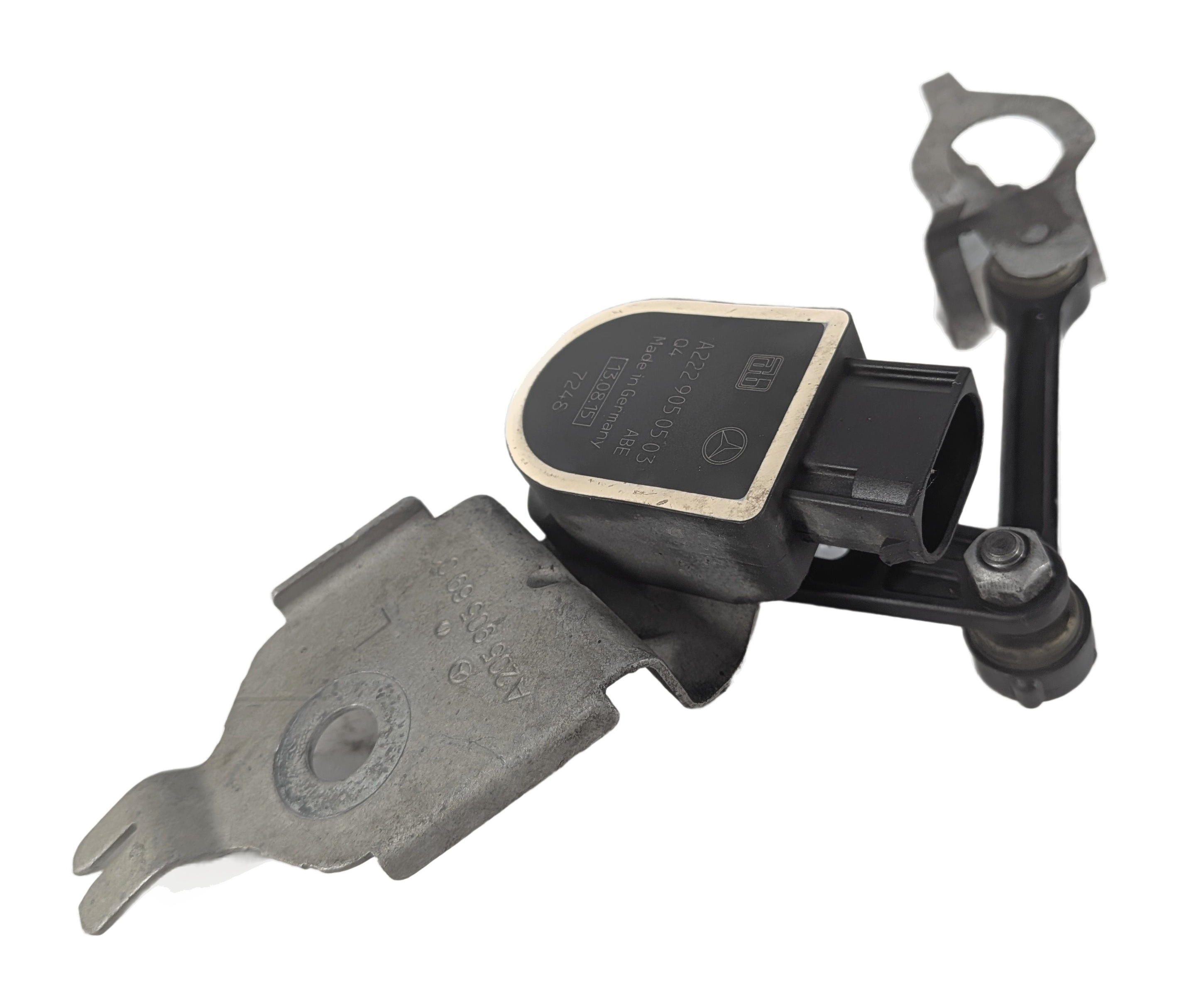 2016 MERCEDES C450 W205 FRONT LEFT SUSPENSION HEADLIGHT HEIGHT LEVEL SENSOR — exact item pictured