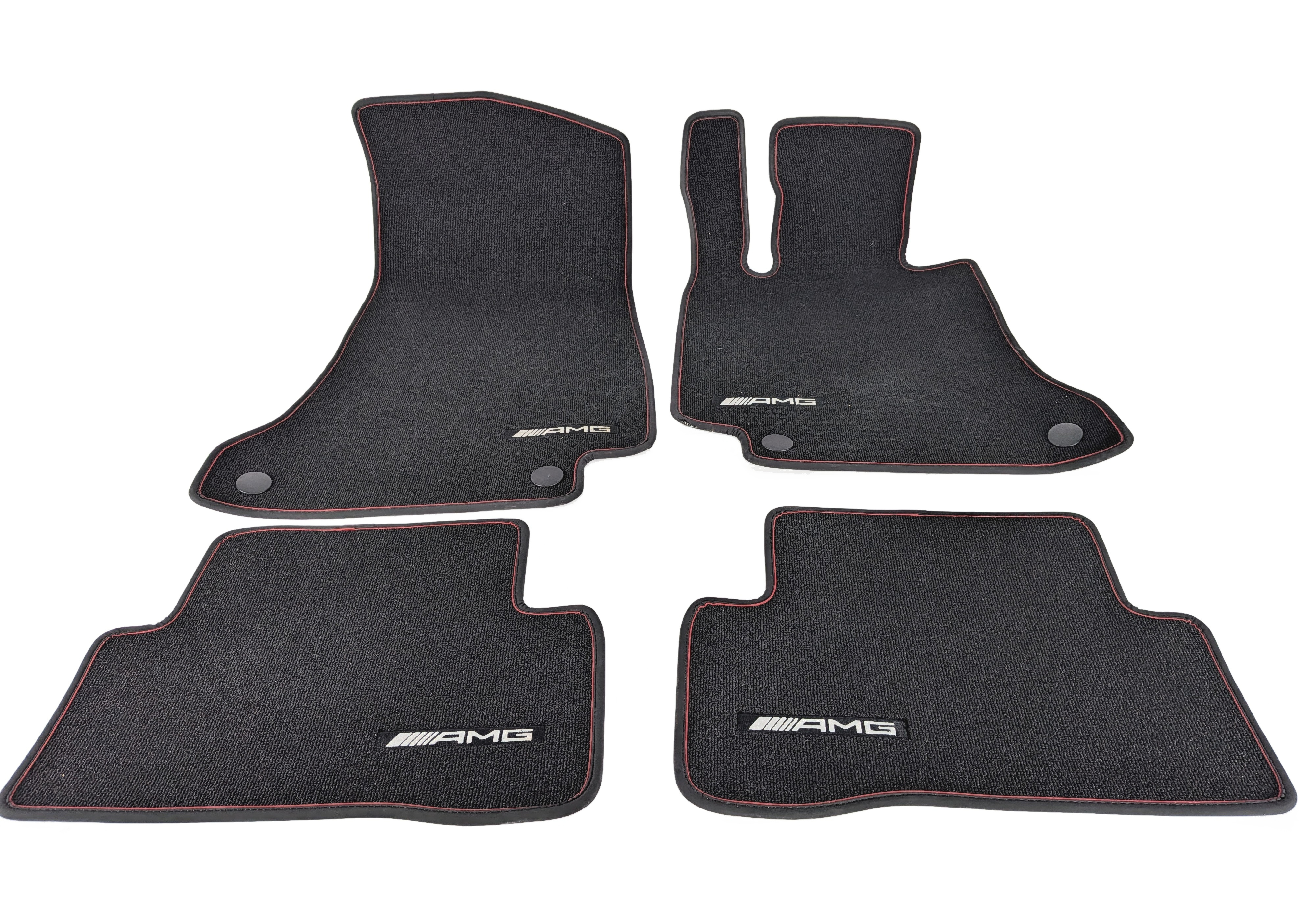 2016 MERCEDES C450 W205 FRONT REAR AMG CARPET FLOOR MAT SET/4 BLACK RED — exact item pictured