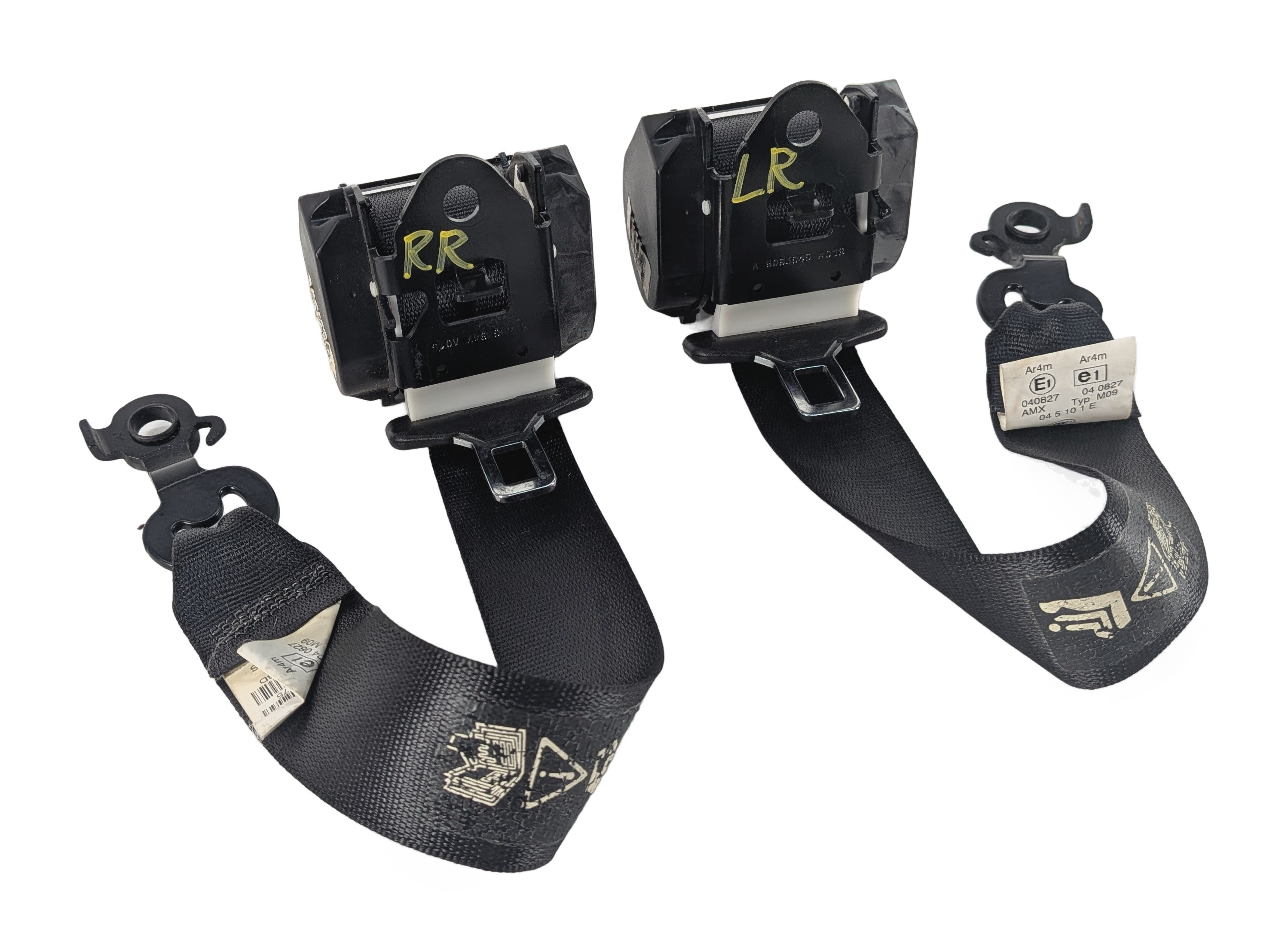 2010 BMW X5 E70 REAR 3RD ROW LEFT/RIGHT SEATBELT RETRACTOR SET/2 (Black) — exact item pictured