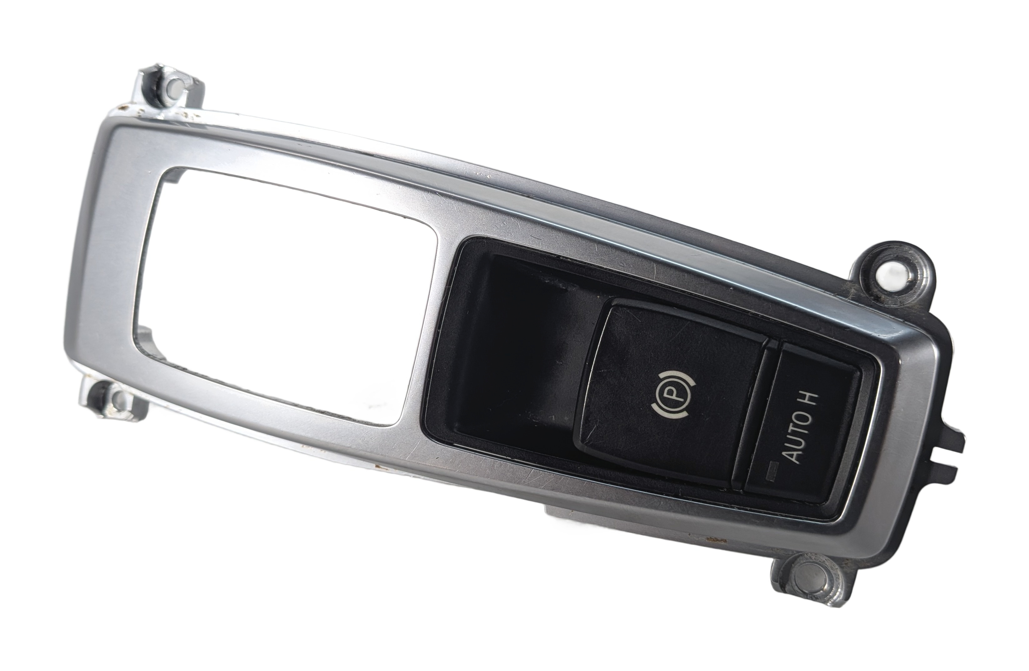 2010 BMW X5 (E70) ELECTRONIC PARKING BRAKE AUTO HOLD SWITCH BUTTON w/TRIM — exact item pictured