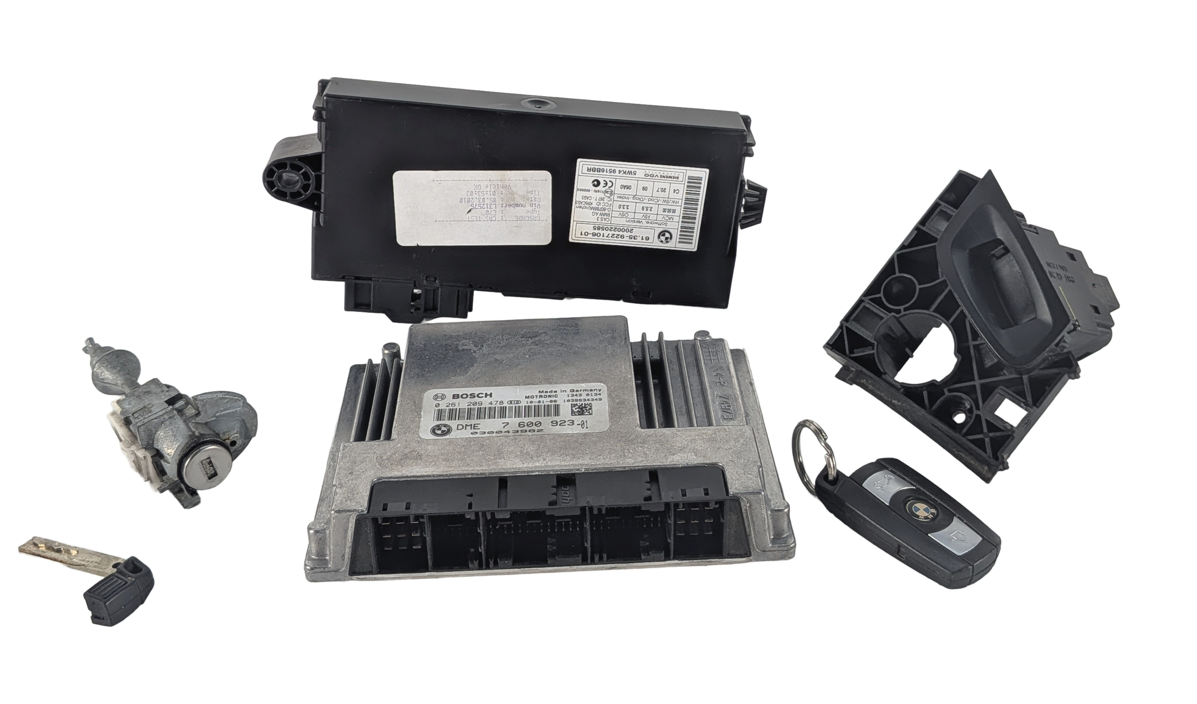 07-10 BMW 550i 650i 750i 750Li X5 4.8L DME CAS KEY IGNITION MODULE SET — exact item pictured