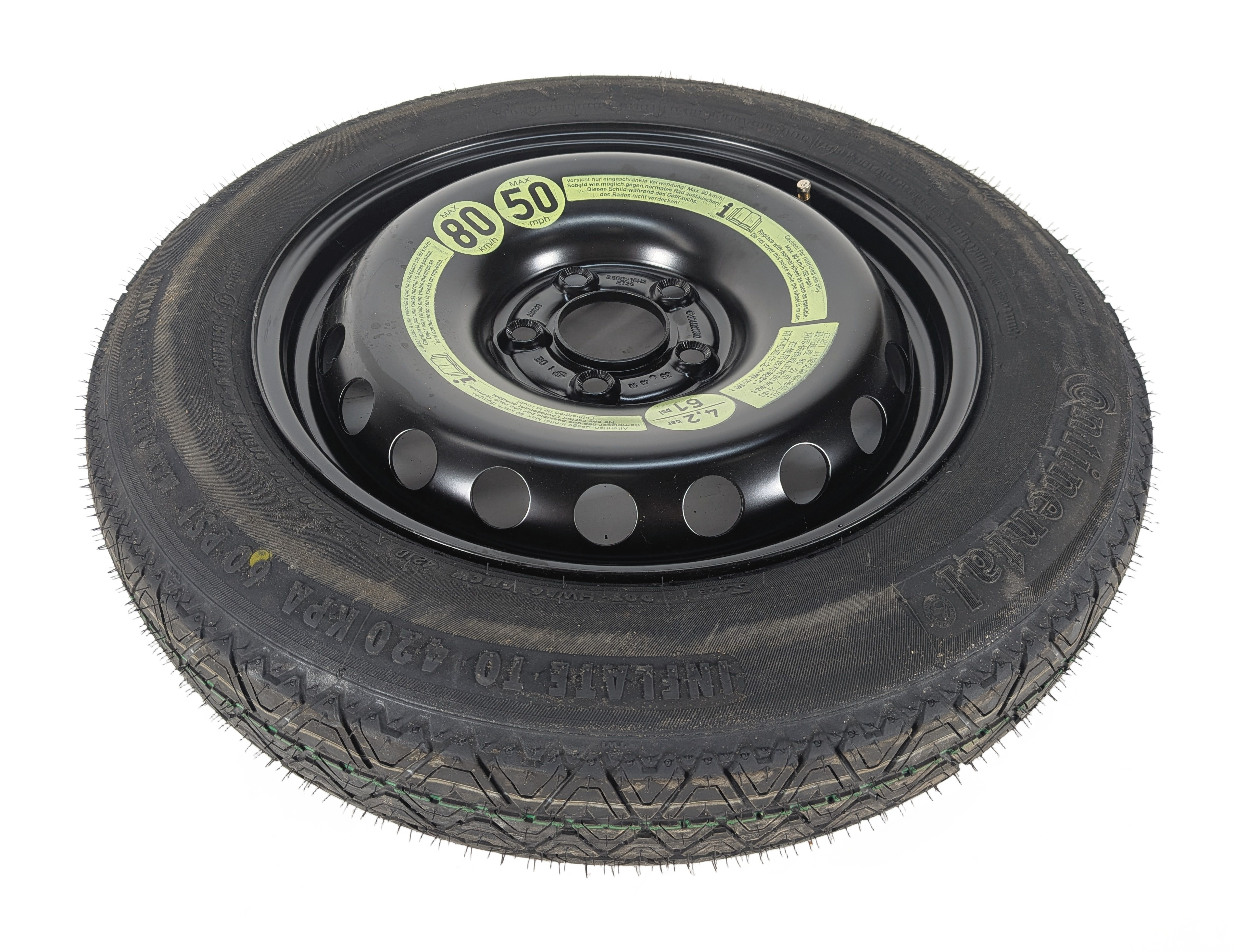 08-13 MERCEDES C230 C250 C300 C350 (W204) 16x3-1/2 ROADSIDE SPARE TIRE WHEEL RIM — exact item pictured