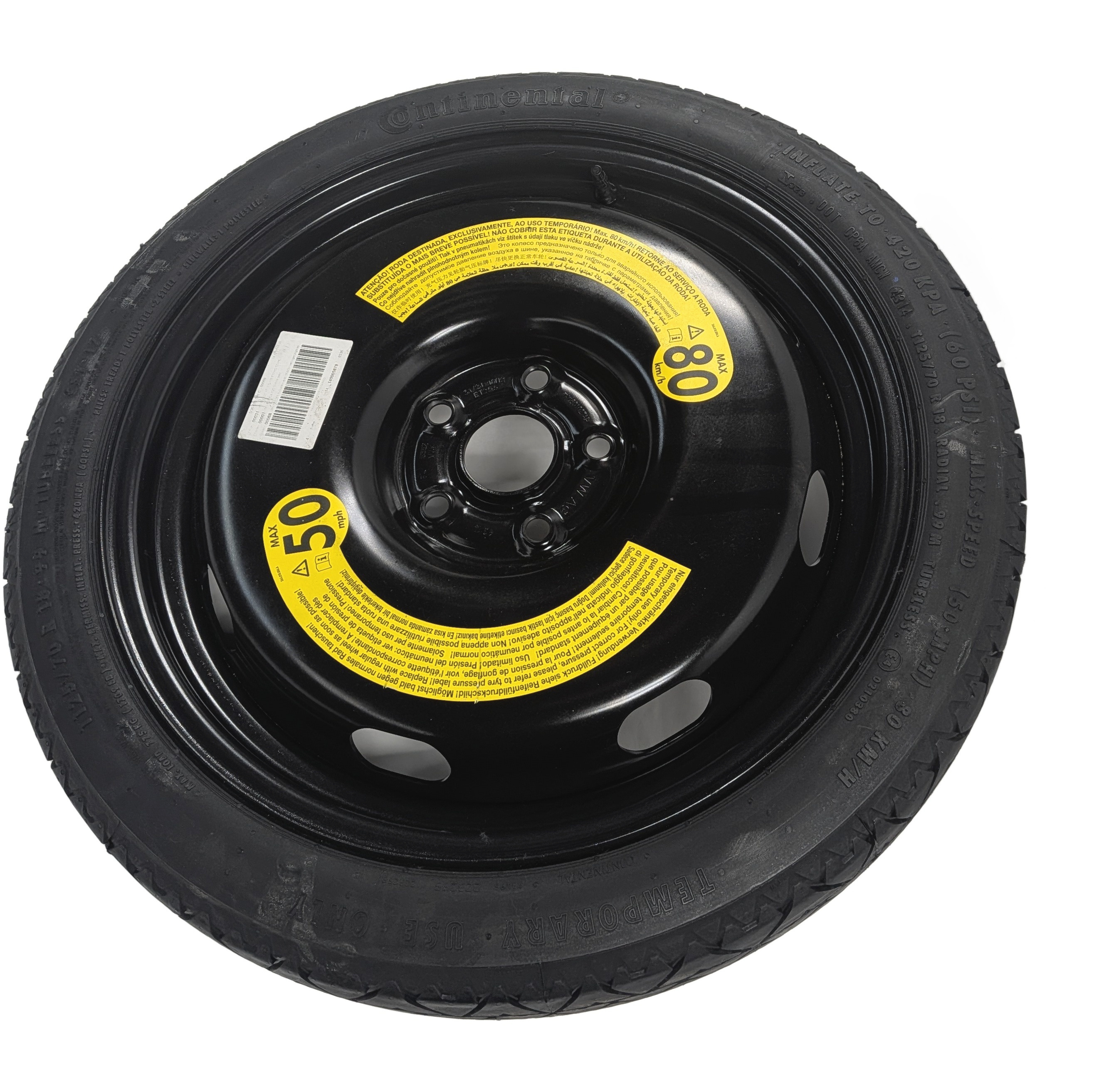 15-18 VW JETTA AUDI A3 S3 (8V) 18x3.5" EMERGENCY ROADSIDE SPARE TIRE WHEEL RIM — exact item pictured
