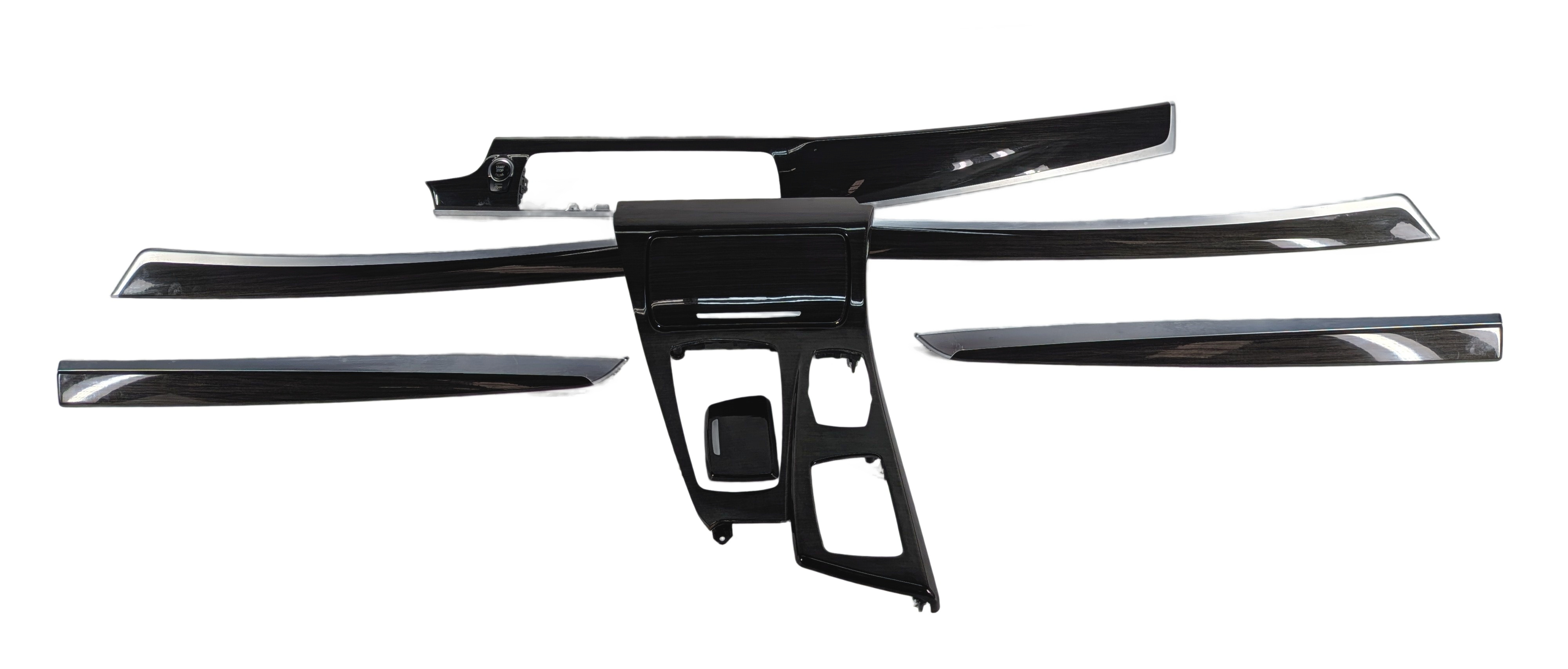 2012 BMW 528I F10 INTERIOR DOOR DASH CONSOLE TRIM SET/6 FINELINE ANTHRACITE — exact item pictured