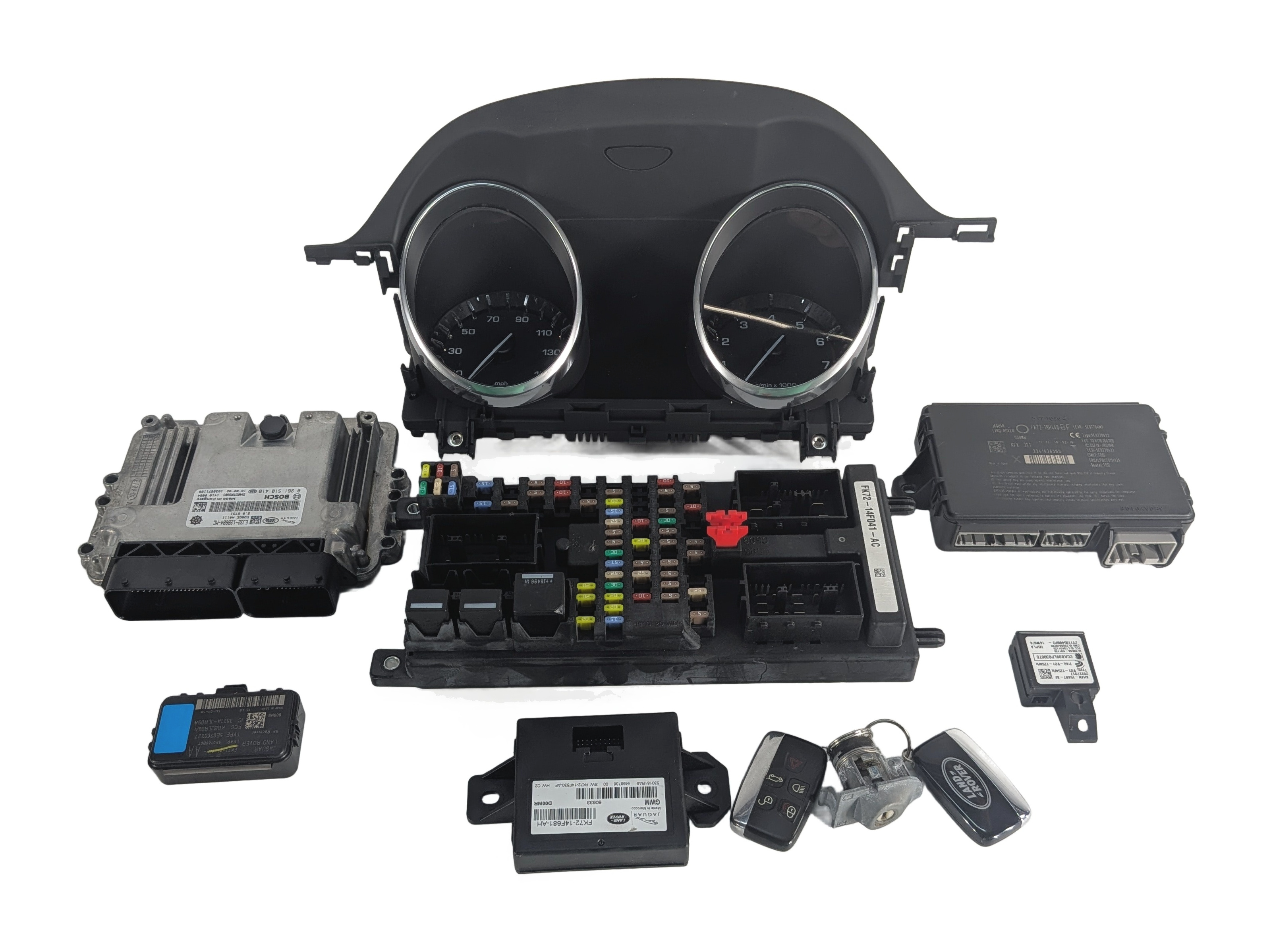 16 DISCOVERY SPORT L550 2.0L SPEEDOMETER BODY ECM ECU ENGINE MODULE & KEY SET — exact item pictured