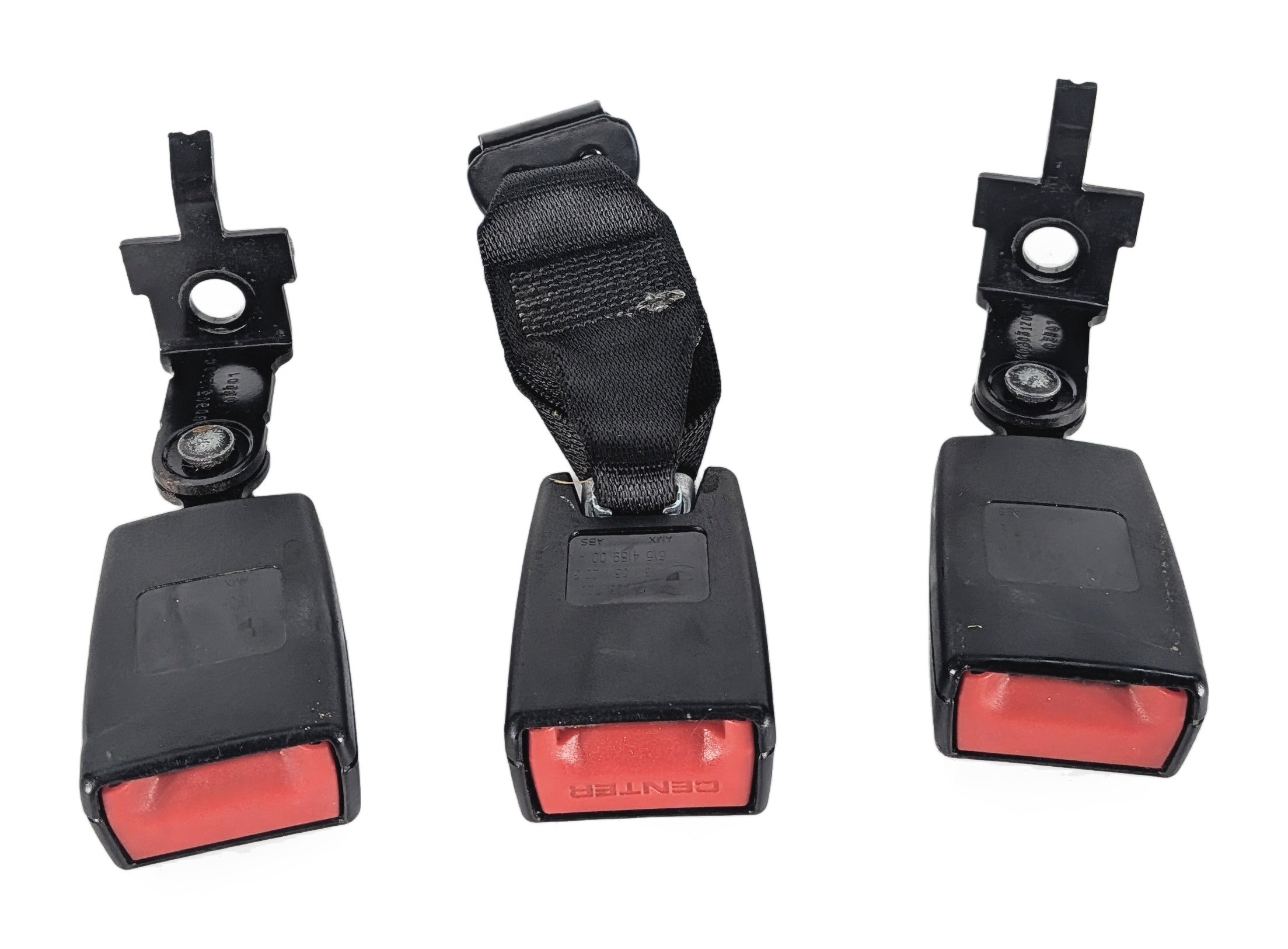 2013 BMW X5 E70 REAR LEFT CENTER RIGHT SEATBELT BUCKLE RECEIVER SET/3 (Black) — exact item pictured